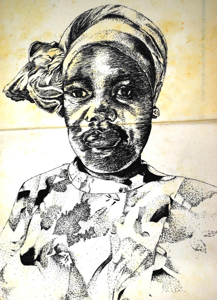 Moliko; A drawing on a stoep; December 2018; Oil pastel on concrete