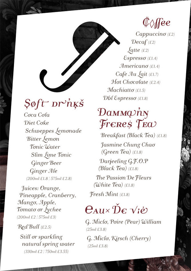 Image of The Hamlet Bar & Restaurant Digital Menu Page 12. This is an image related to a project inside Pedro Rodrigues (Treze413) graphic design portfolio.