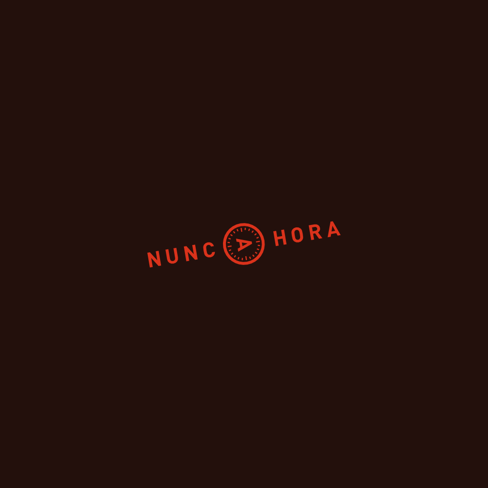 Image of the logo Nuncahora in 2 colors orange and dark brown. This is an image related to a project inside Pedro Rodrigues (Treze413) graphic design portfolio.