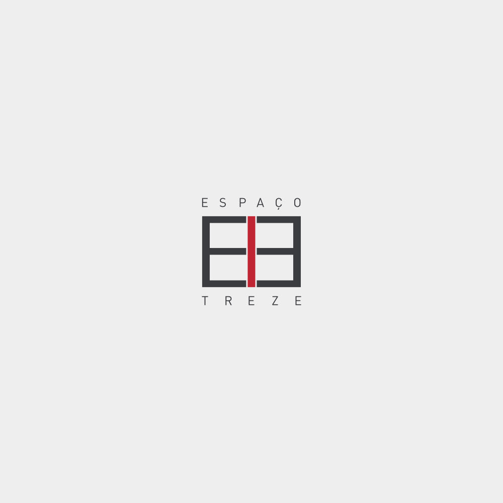 Image of the logo Espaço 13 in colors dark grey and bright red. This is an image related to a project inside Pedro Rodrigues (Treze413) graphic design portfolio.
