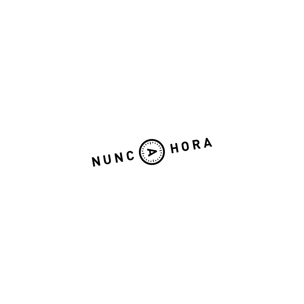 Image of the logo Nuncahora in positive monochrome. This is an image related to a project inside Pedro Rodrigues (Treze413) graphic design portfolio.