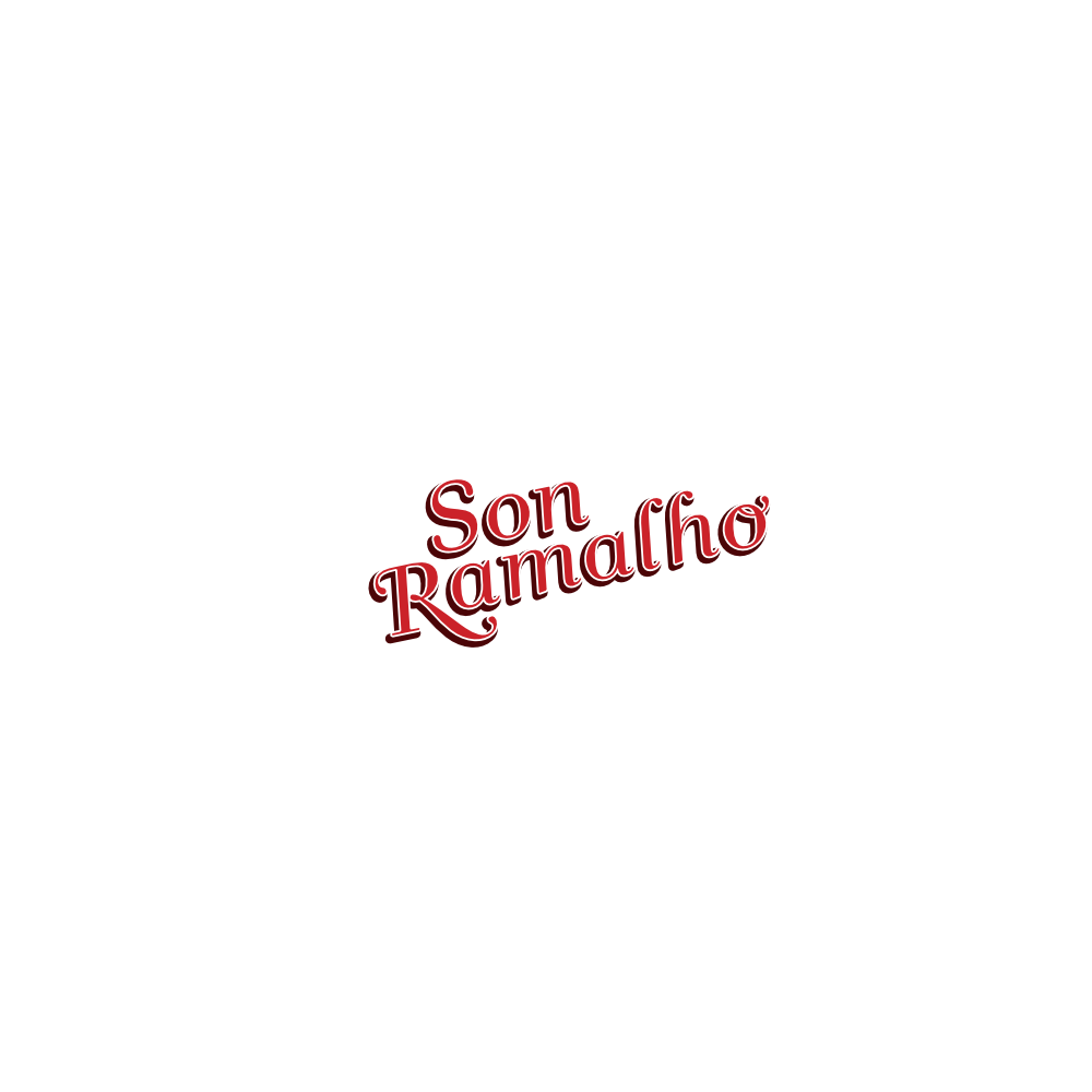 Image of the logo Son Ramalho in two colors, bright red and dark red with a white stroke. This is an image related to a project inside Pedro Rodrigues (Treze413) graphic design portfolio.