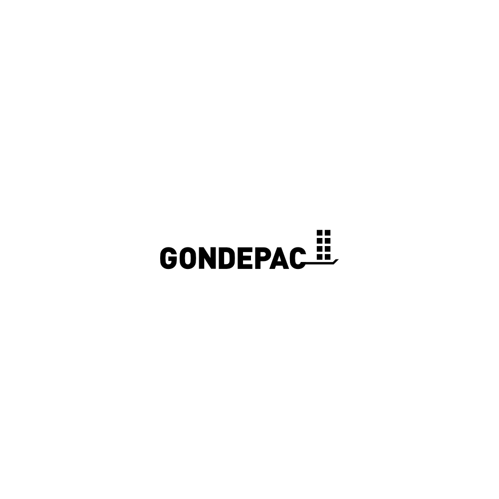 Image of the logo Gondepac in positive monochrome.  This is an image related to a project inside Pedro Rodrigues (Treze413) graphic design portfolio.