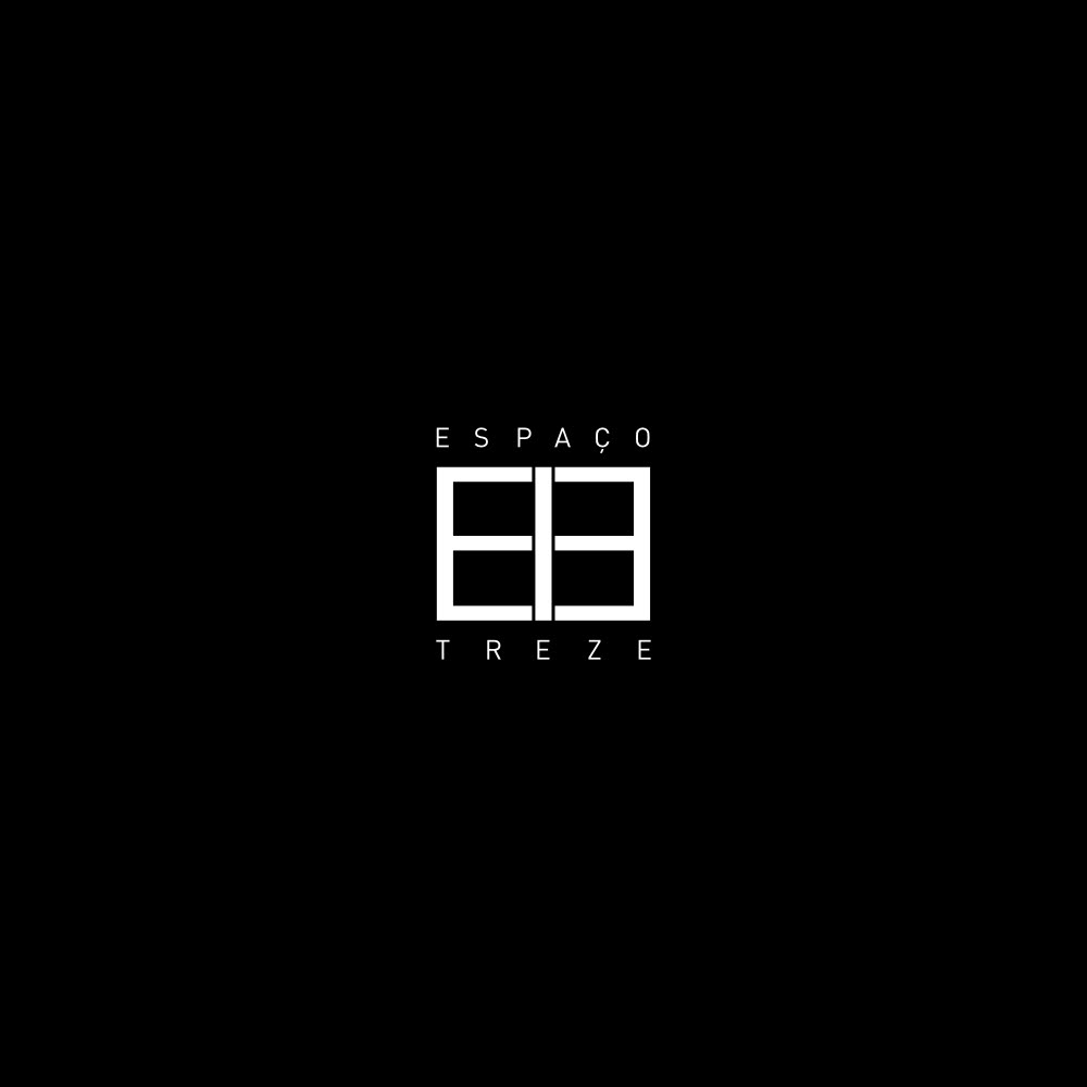Image of the logo Espaço 13 in monochrome negative. This is an image related to a project inside Pedro Rodrigues (Treze413) graphic design portfolio.