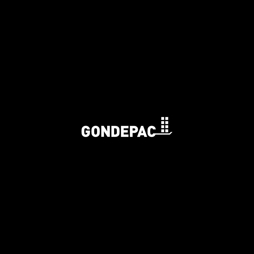Image of the logo Gondepac in negative monochrome.  This is an image related to a project inside Pedro Rodrigues (Treze413) graphic design portfolio.