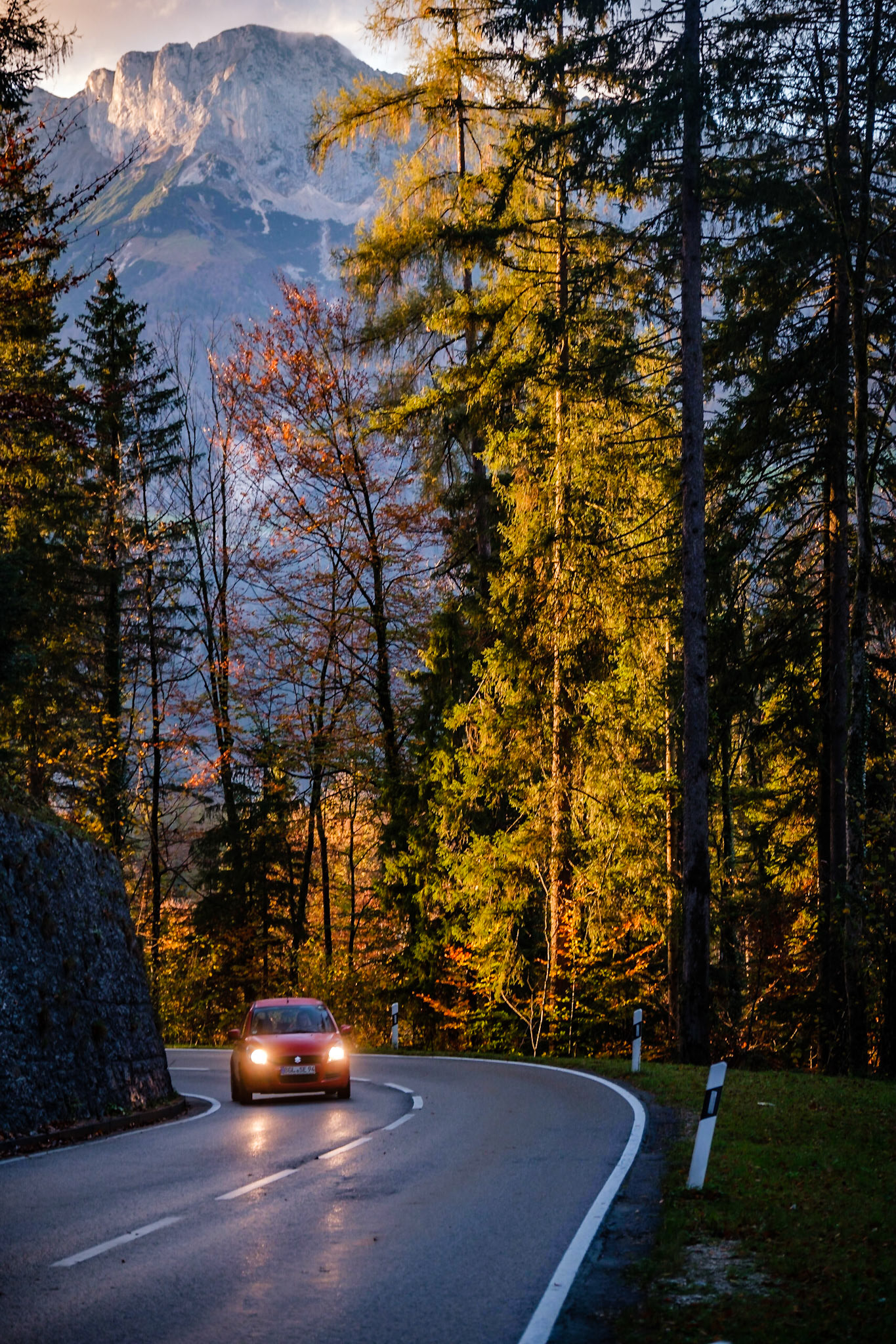 Solnedgång i alperna
