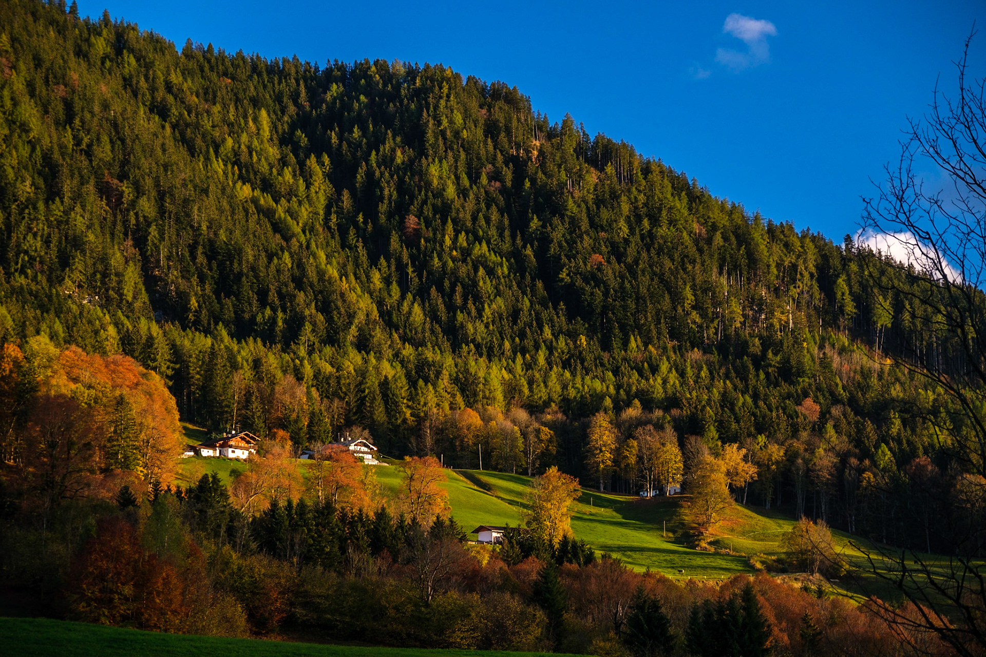 Solnedgång i Bayern
