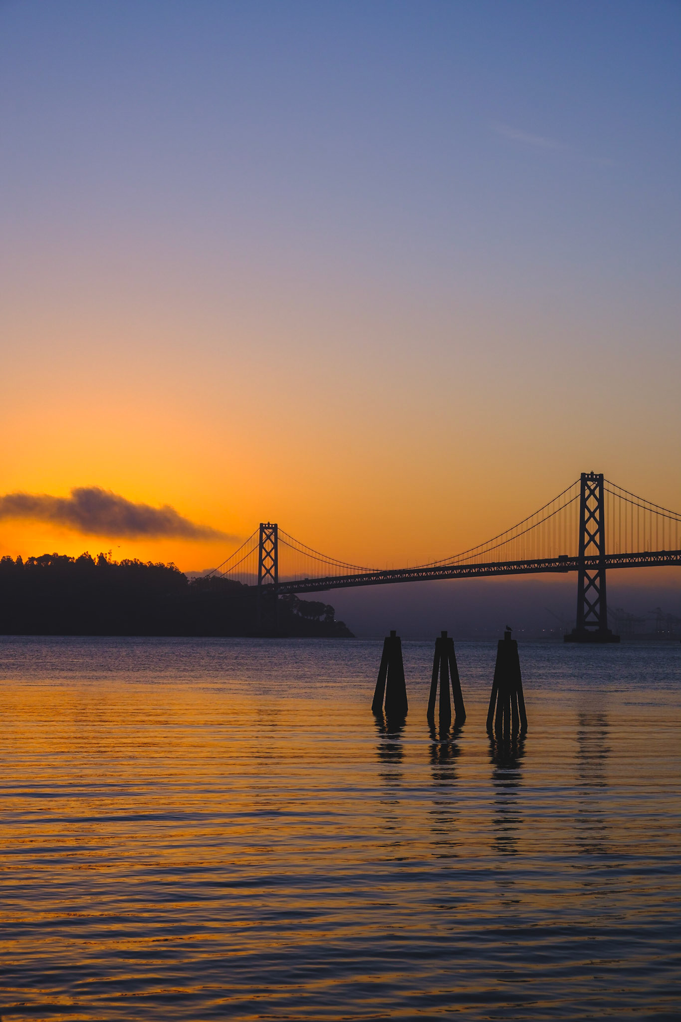 Bay bridge just before sunrise.
