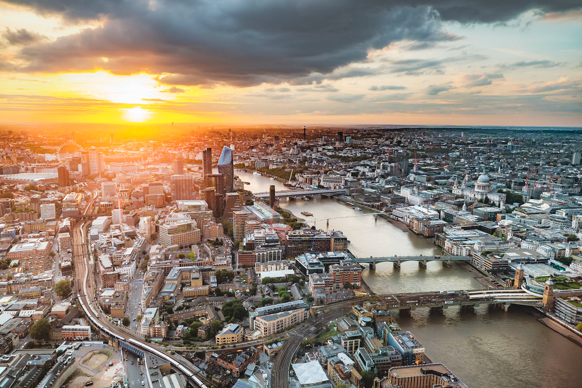 Solnedgångsvy från toppen av The Shard