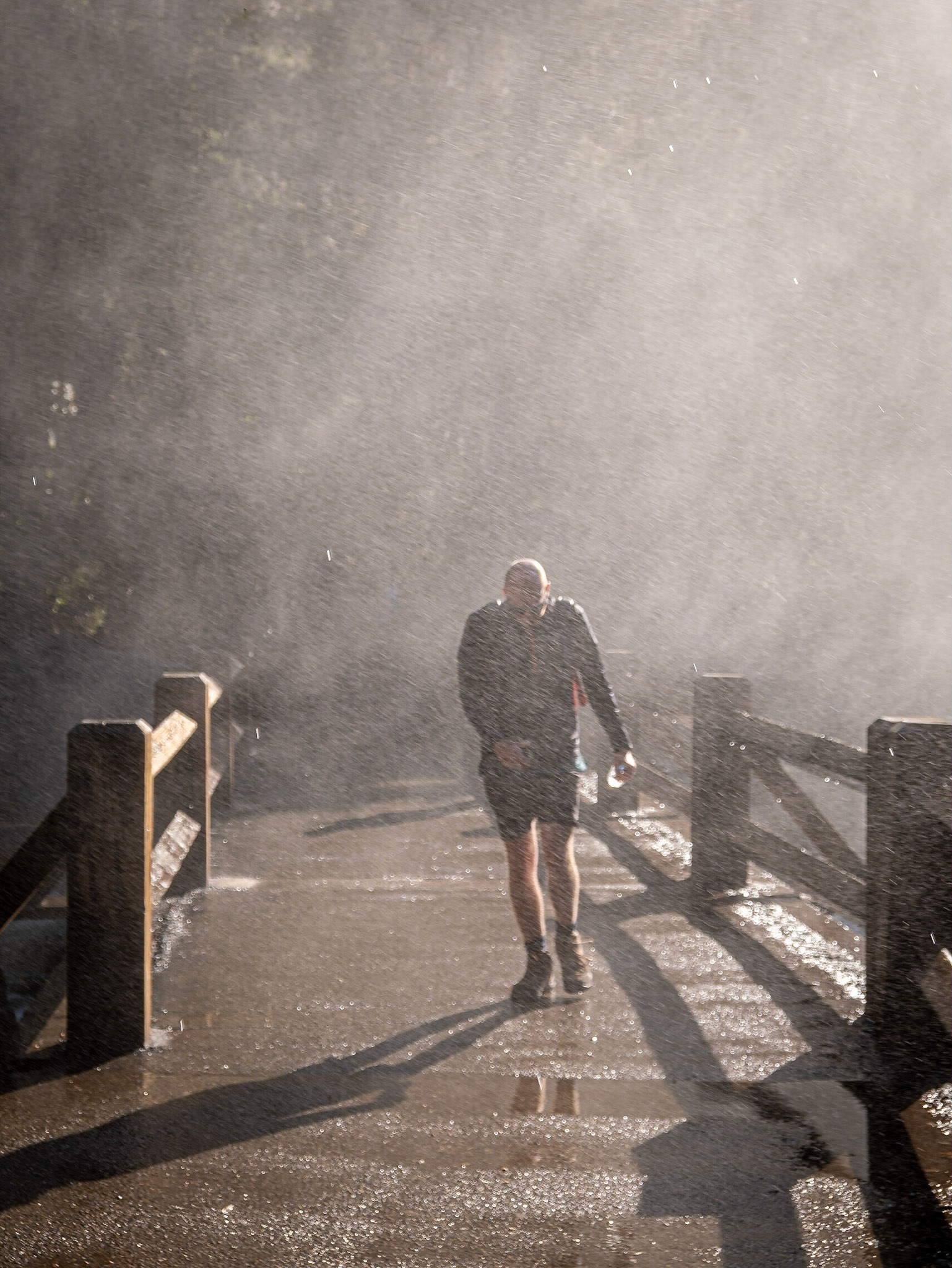 This bridge cross the river just below the landing spot for all the water falling from Yosemite falls. Stormy and wet from all the falling water.