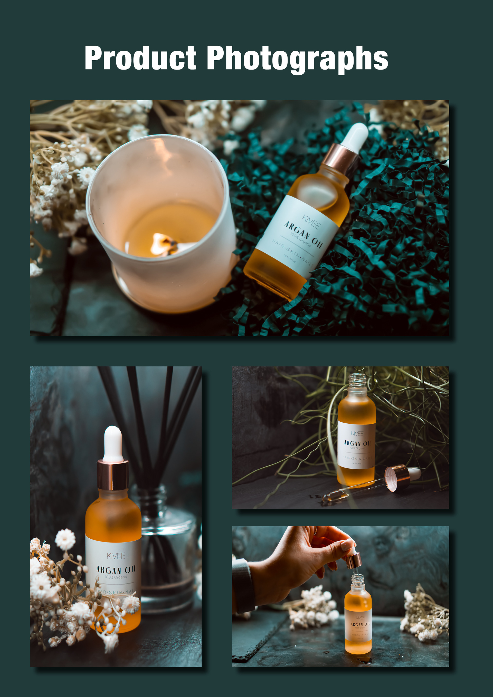 Brand identity design. Artbyrad has created typefaces, colour palette and label design for natural organic organ oil package