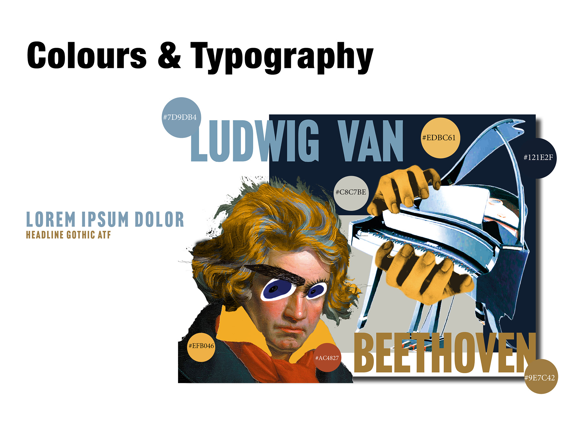 Vinyl record design. Graphic design project finished by art by rad. This graphic design and typography project was addressed for the target audience who thinks that classical music vinyl albums looks "boring". The design project includes research, brainstorm, moodpboard, details, colours and typography