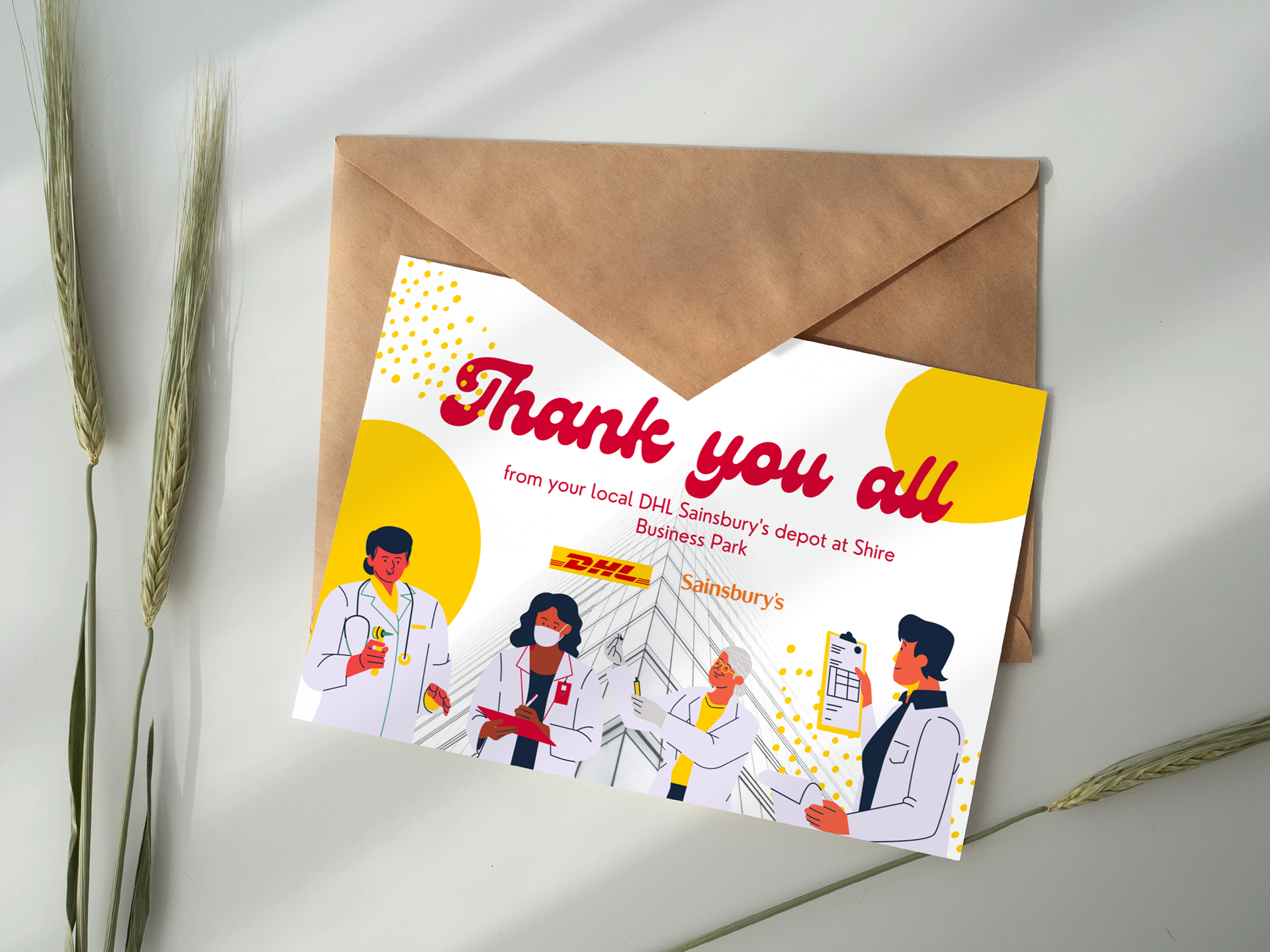 graphic design thank you card from DHL and Sainsbury's to NHS