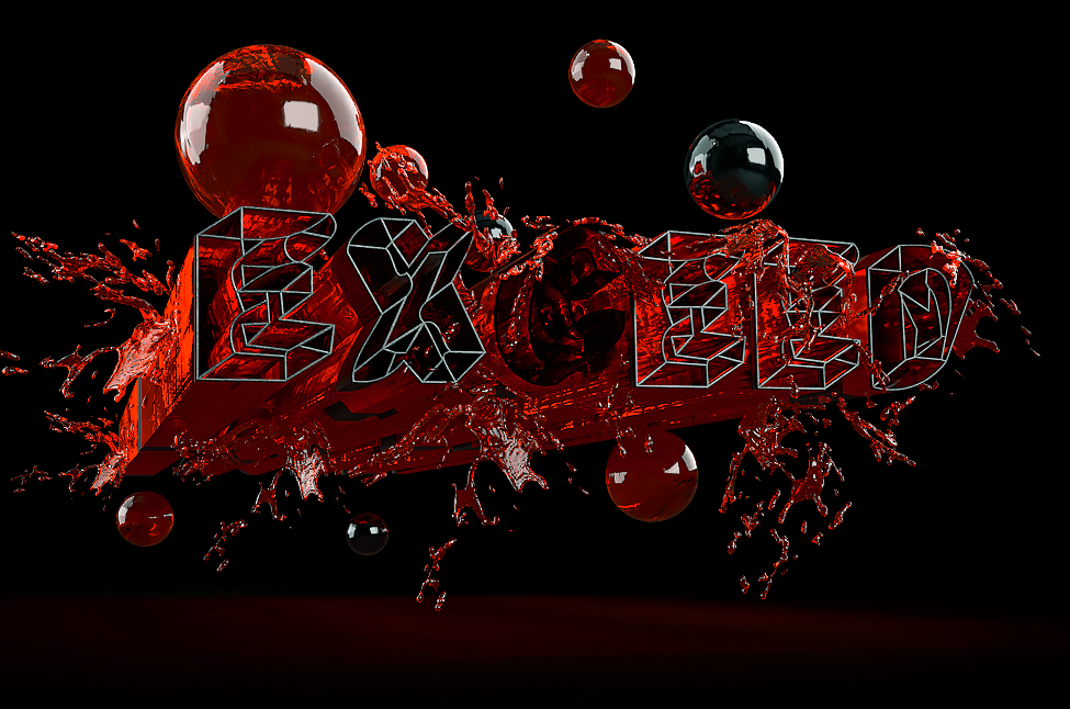 3D typography design project. This graphic design project was en experiment with various materials , fonts, shapes and lighting. Derrida regular font was chosen by art by rad graphic designer red and black colours were main ones. ,