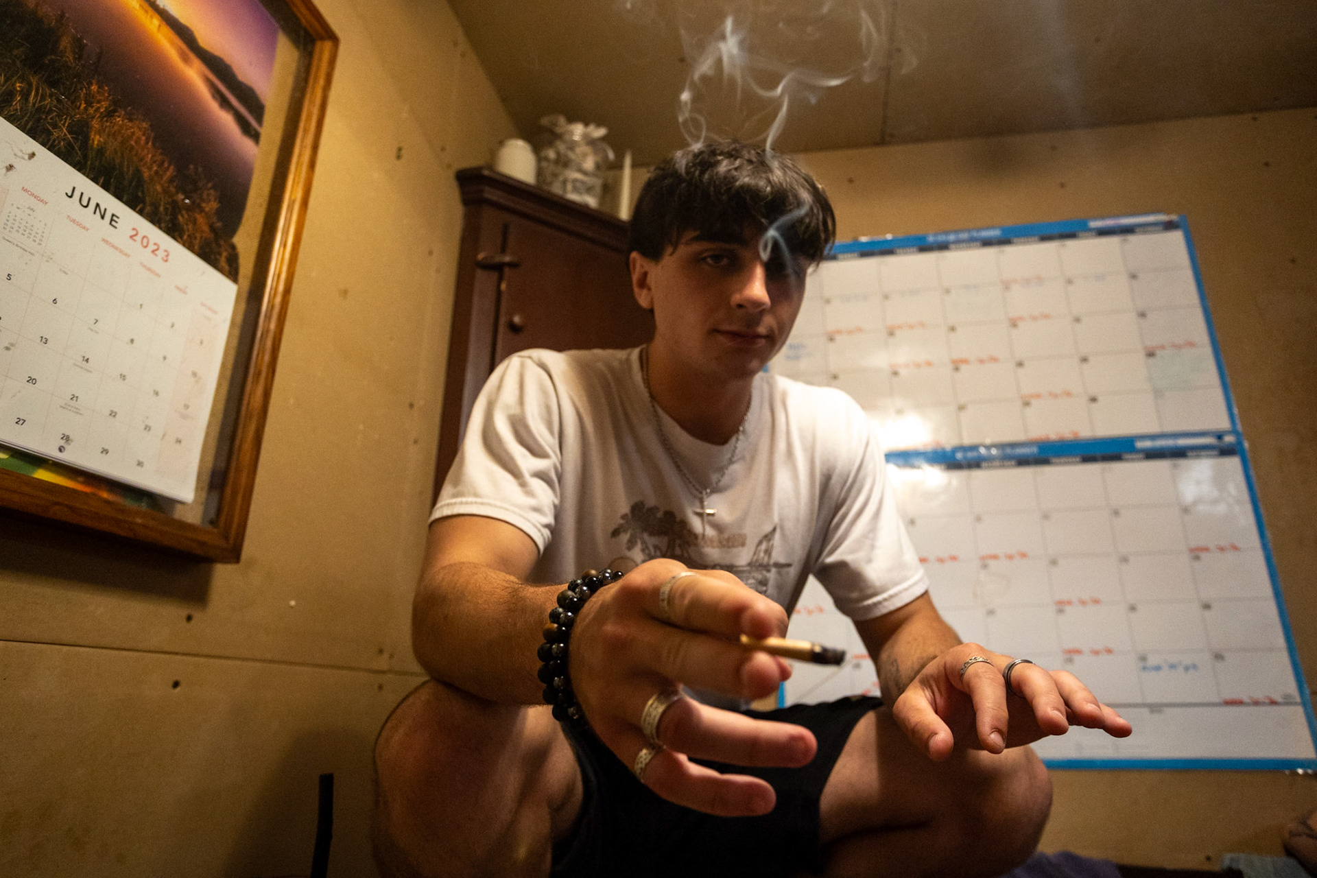 Isaac passes me joint