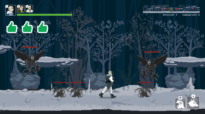 (Prototype A) Three testers preferred HUD at the top of the screen because it was easier to get information from one place (player health, enemy locations).