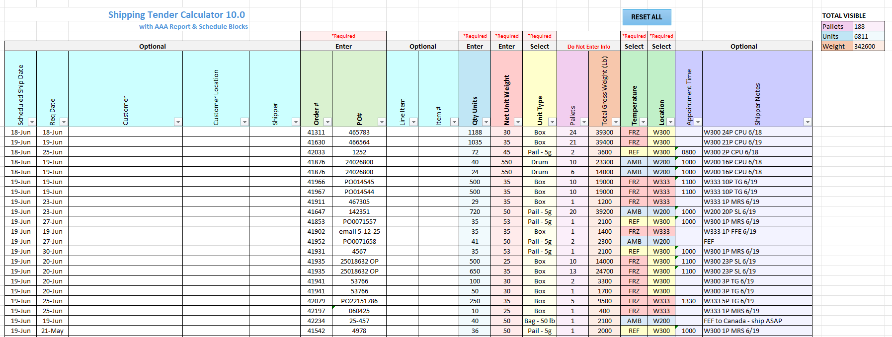 Shipping Tender Calculator 10.0 for Logistics Scheduling