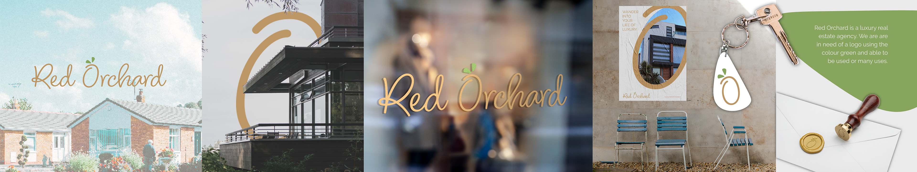 Red Orchard branding layout with mockups