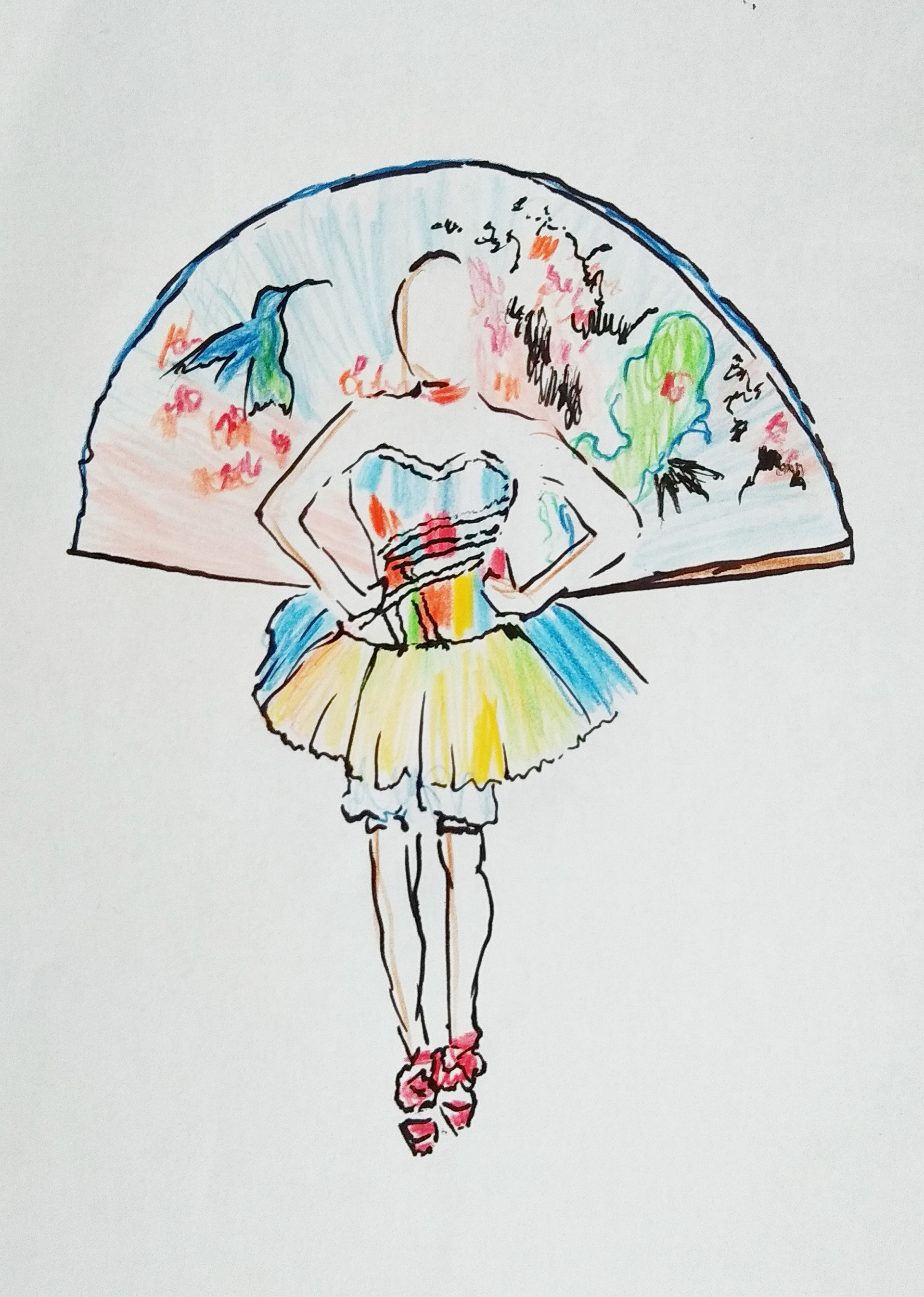 Vision de face de la Martinique - Croquis de David Né