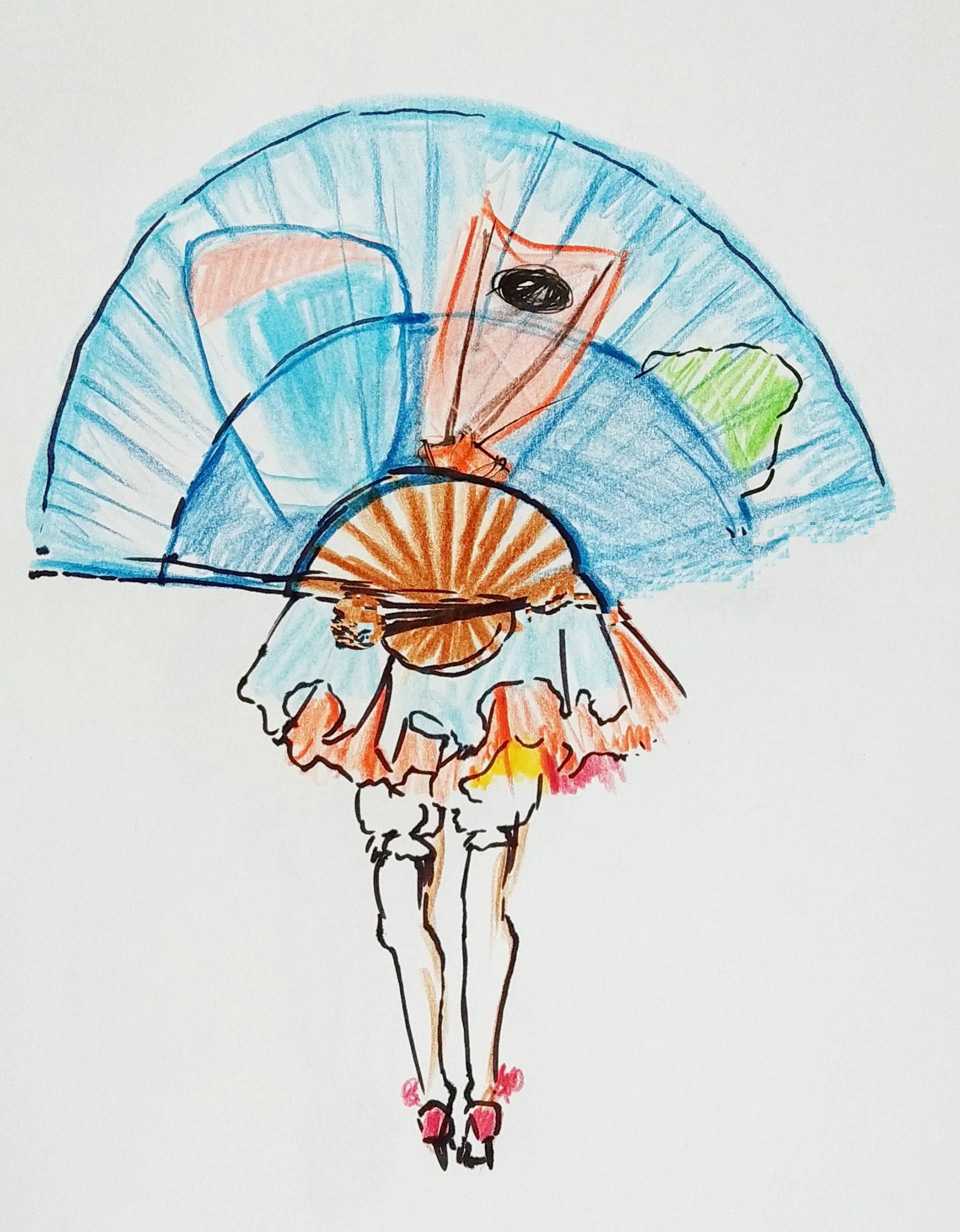 Vision de dos de la Martinique - Croquis de David Né