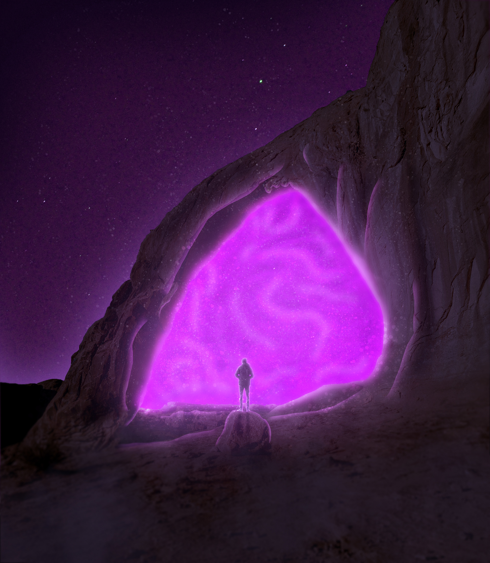 Photomontage d'une représentation du portail du "Nether" dans "Minecraft" tourné au réel.