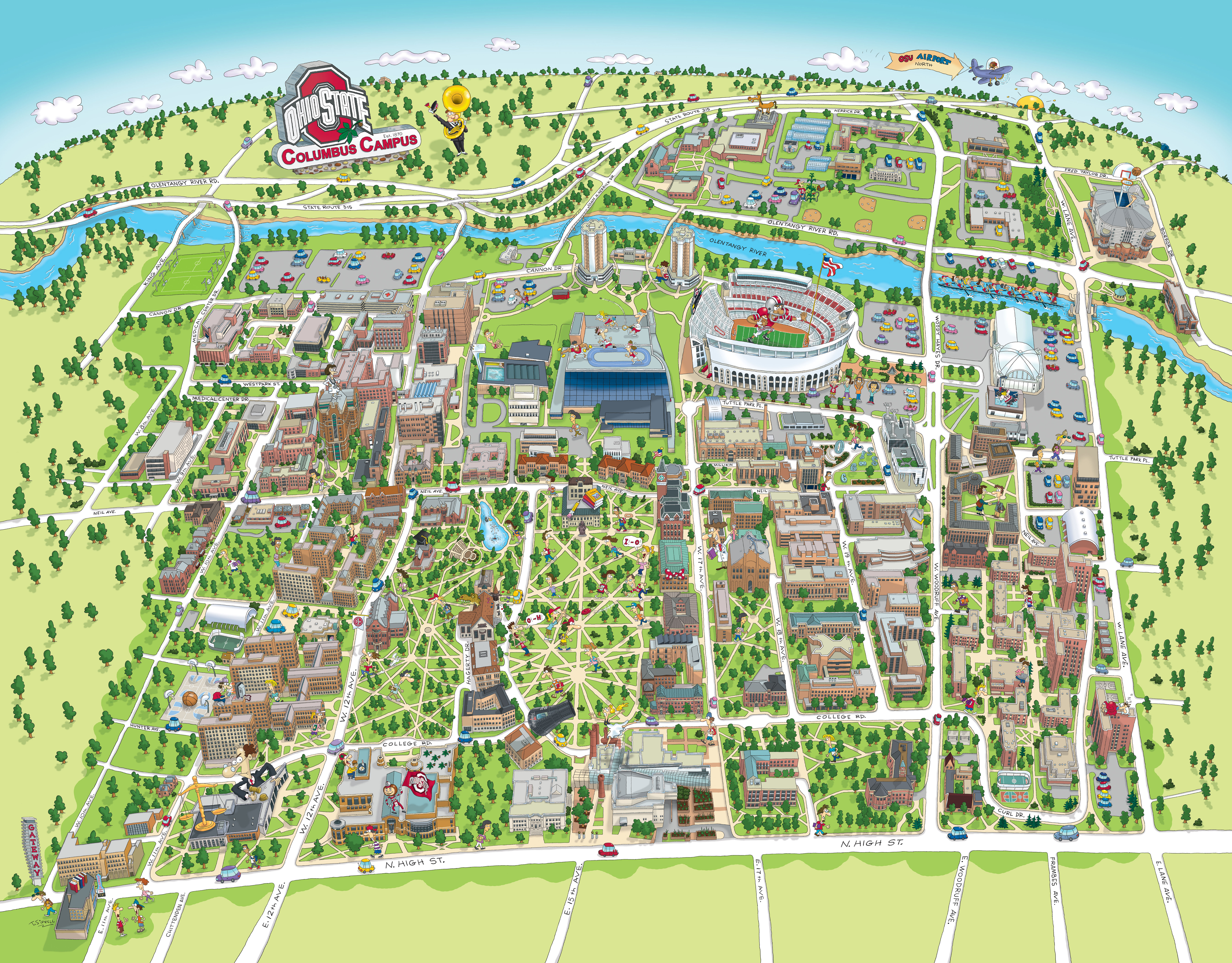 Ohio State University Campus Map Art - City Prints