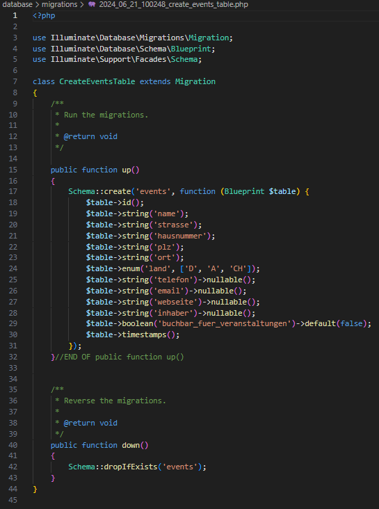 Database tables migration