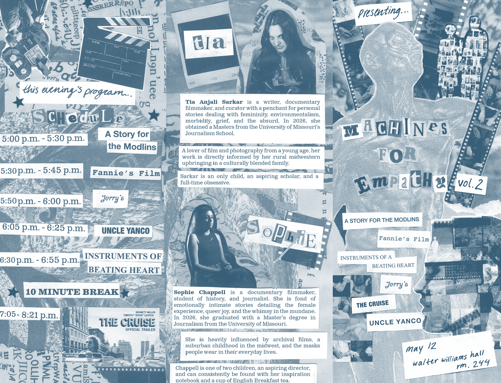 The front of the risograph pamphlet laid flat.