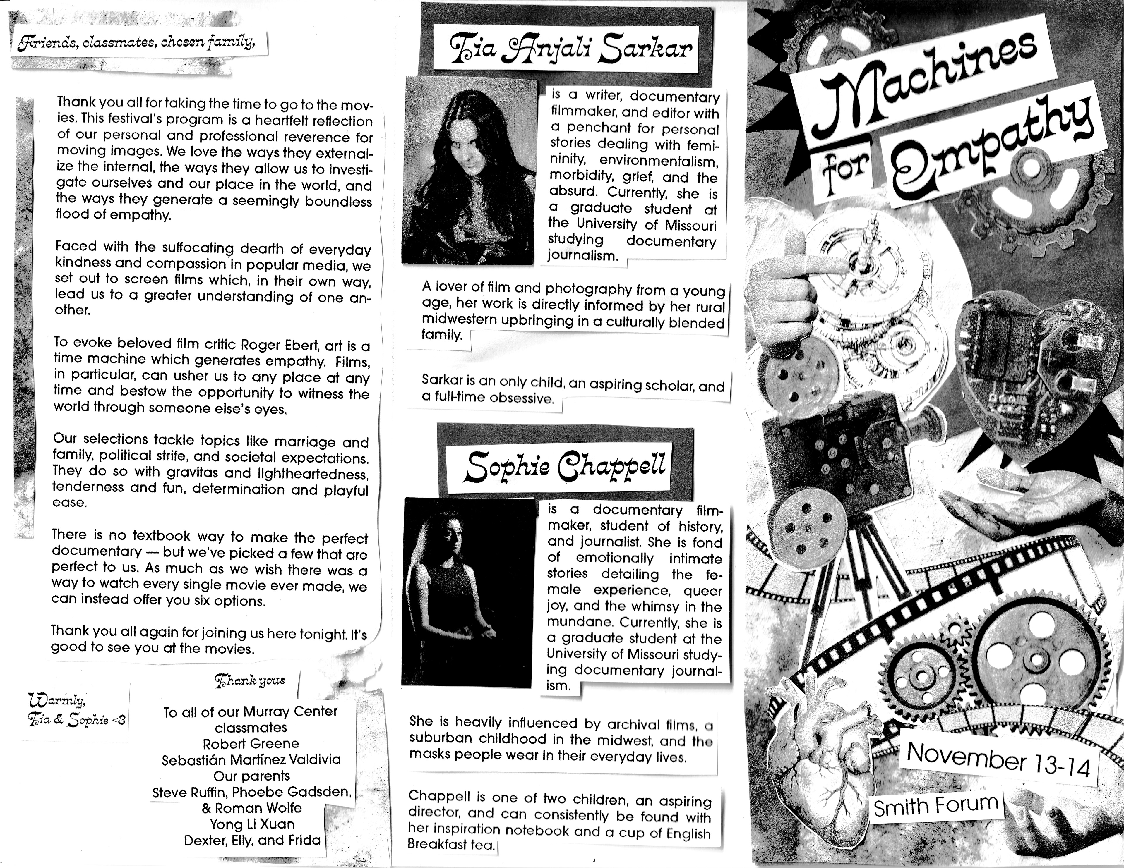 The outside of the pamphlet laid flat