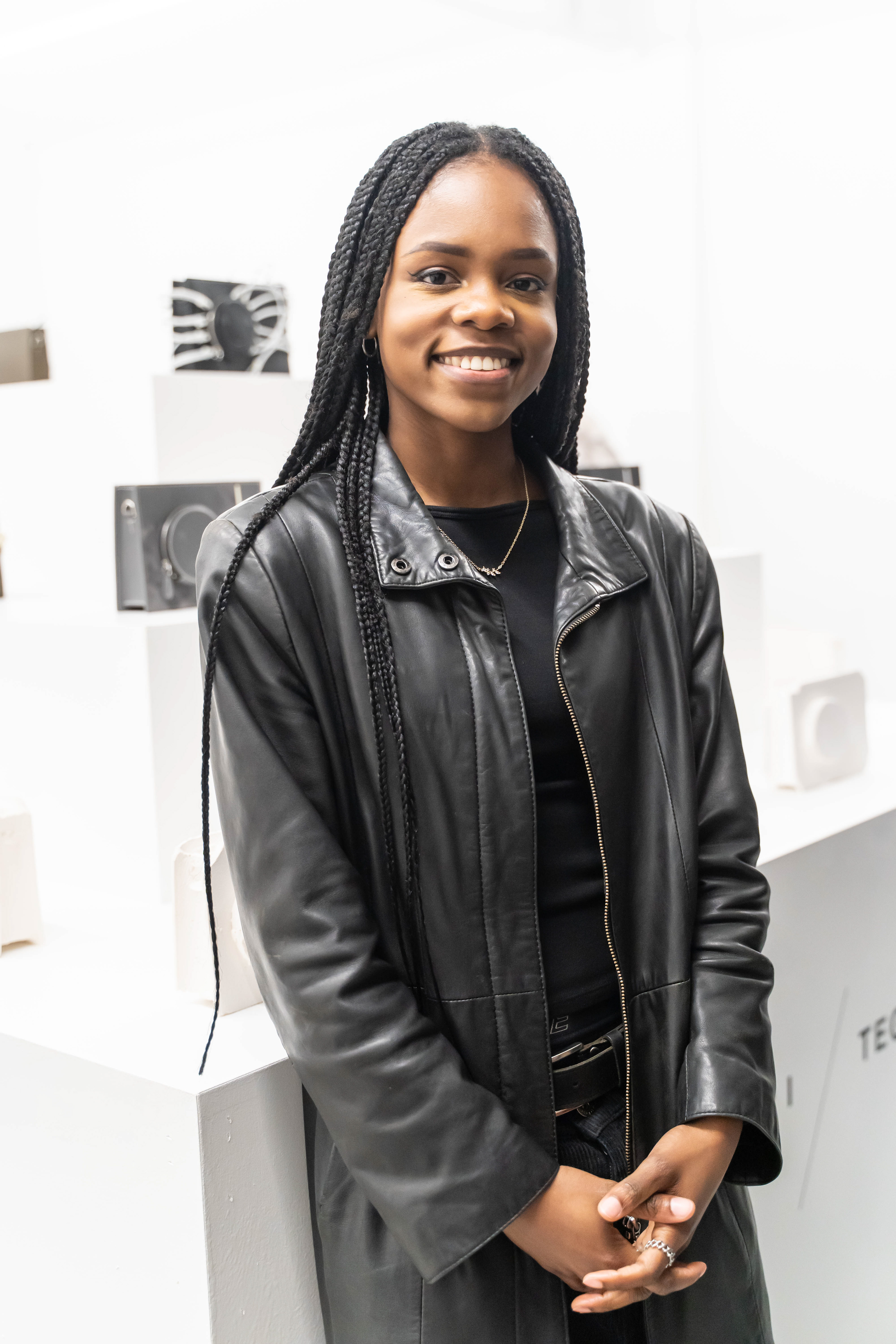 LONDON FASHION WEEK AW26 - London artist Tega Akinola unveils her collaboration with Hackney designer Nosakhari on the "Modern Circuit" handbag collection