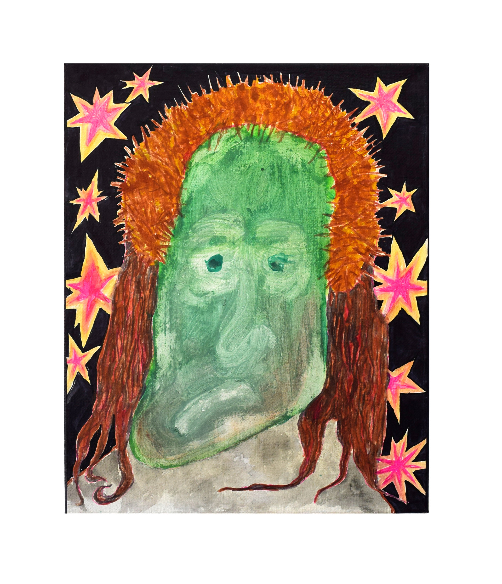 Mad Chesus, Couache und Filzstift auf Leinwand, 50 x 40 cm, 2022 Nerv