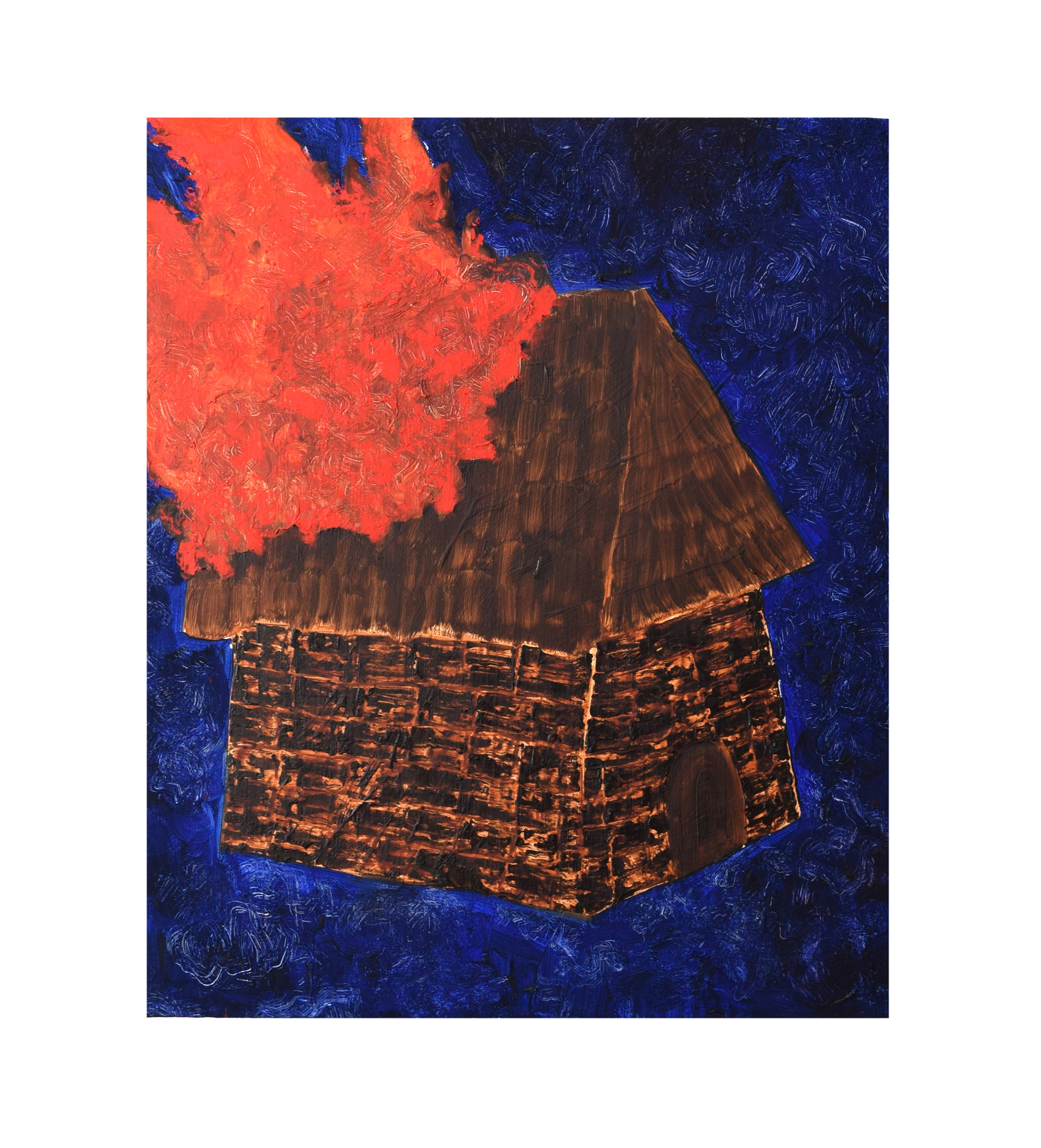 Dachschaden, Öl auf Leinwand, 60 x 50 cm, 2023
