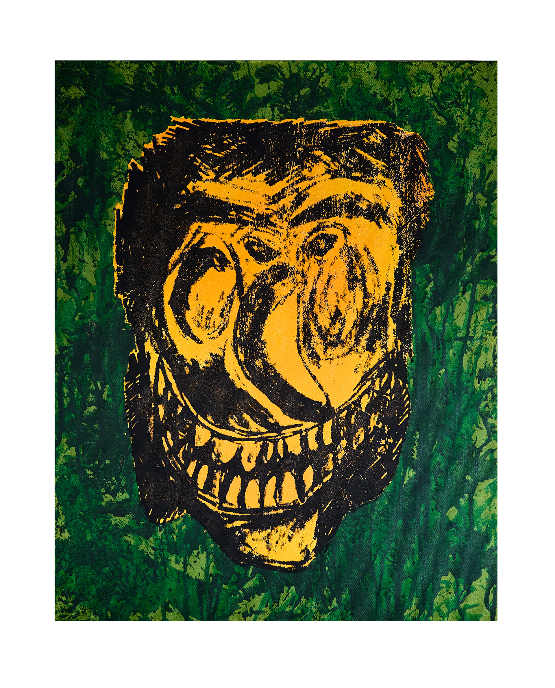 Tschäggättä, Acryl und Siebdruck auf Leinwand, 50 x 39.5 cm, 2021