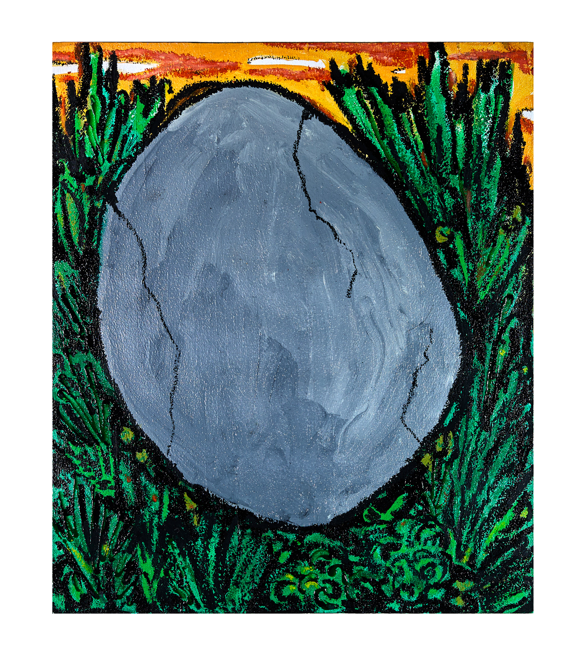 Ohne Titel, Acryl und Öl auf Holz, 39 x 32.5 cm, 2020