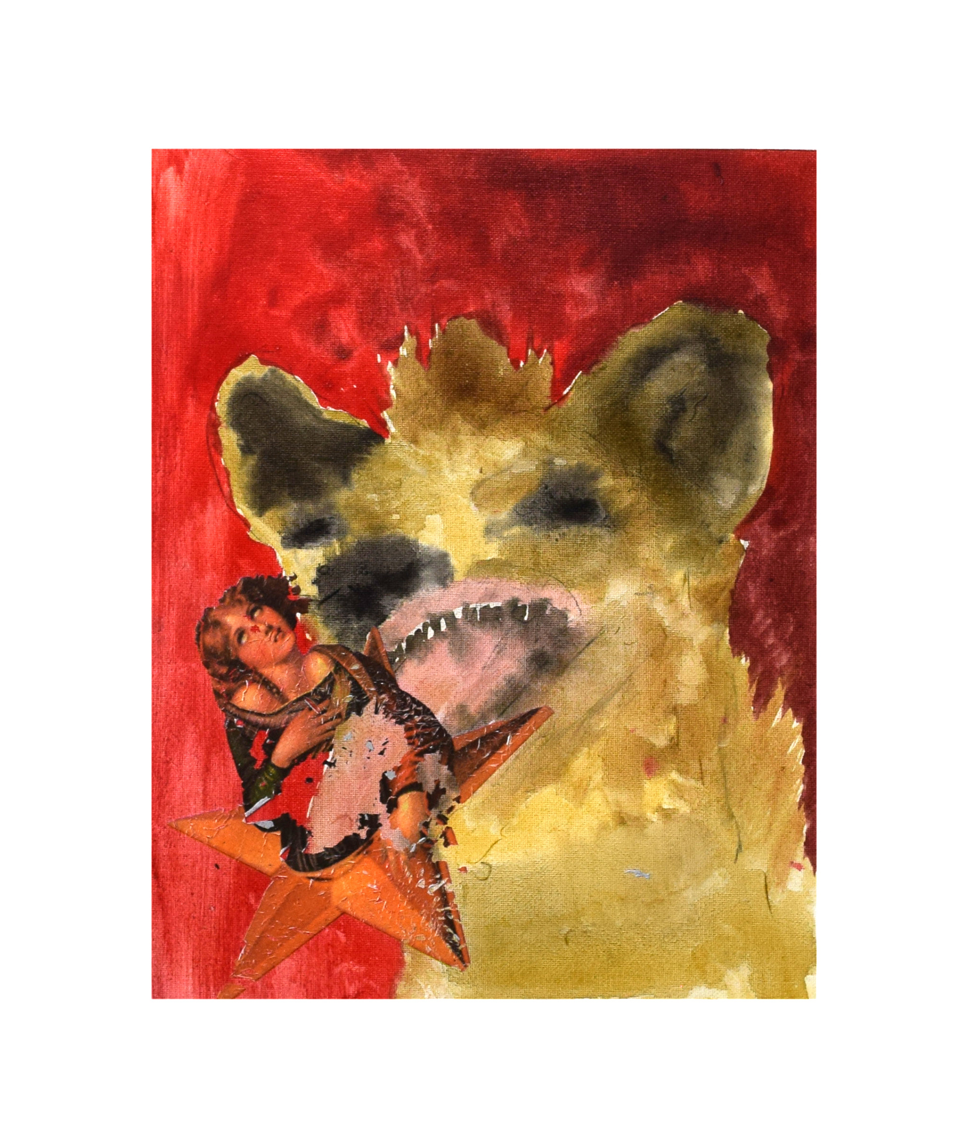 Ohne Titel, Couache und Folie auf Holz, 24 x 19 cm, 2022