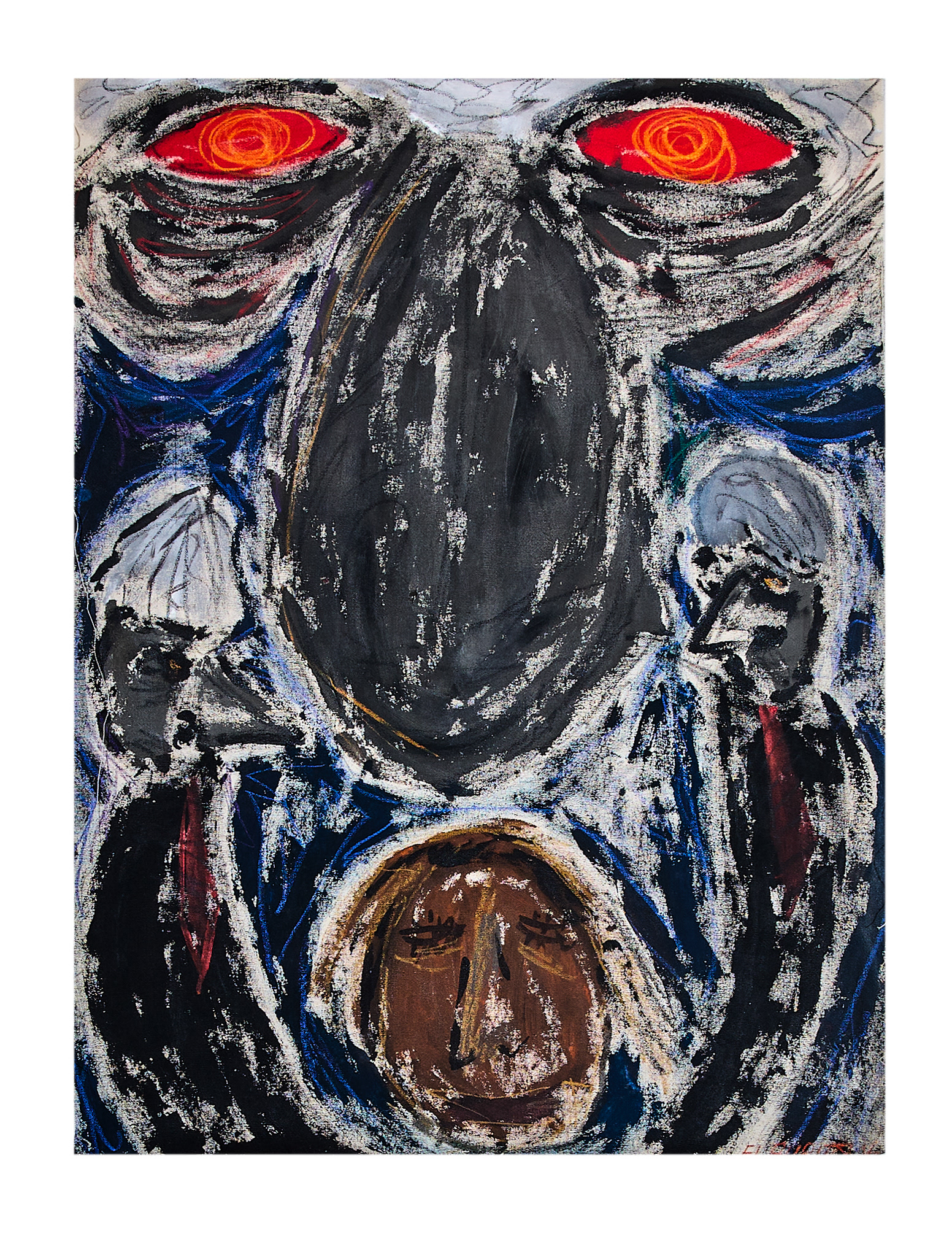 Ohne Titel, Acryl und Öl auf Leinwand, 92 x 70 cm, 2017