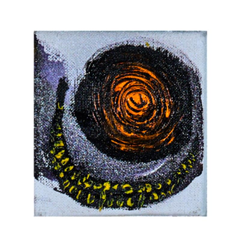 Smiley, Acryl und Lack auf Leinwand, 10 x 10 cm, 2021
