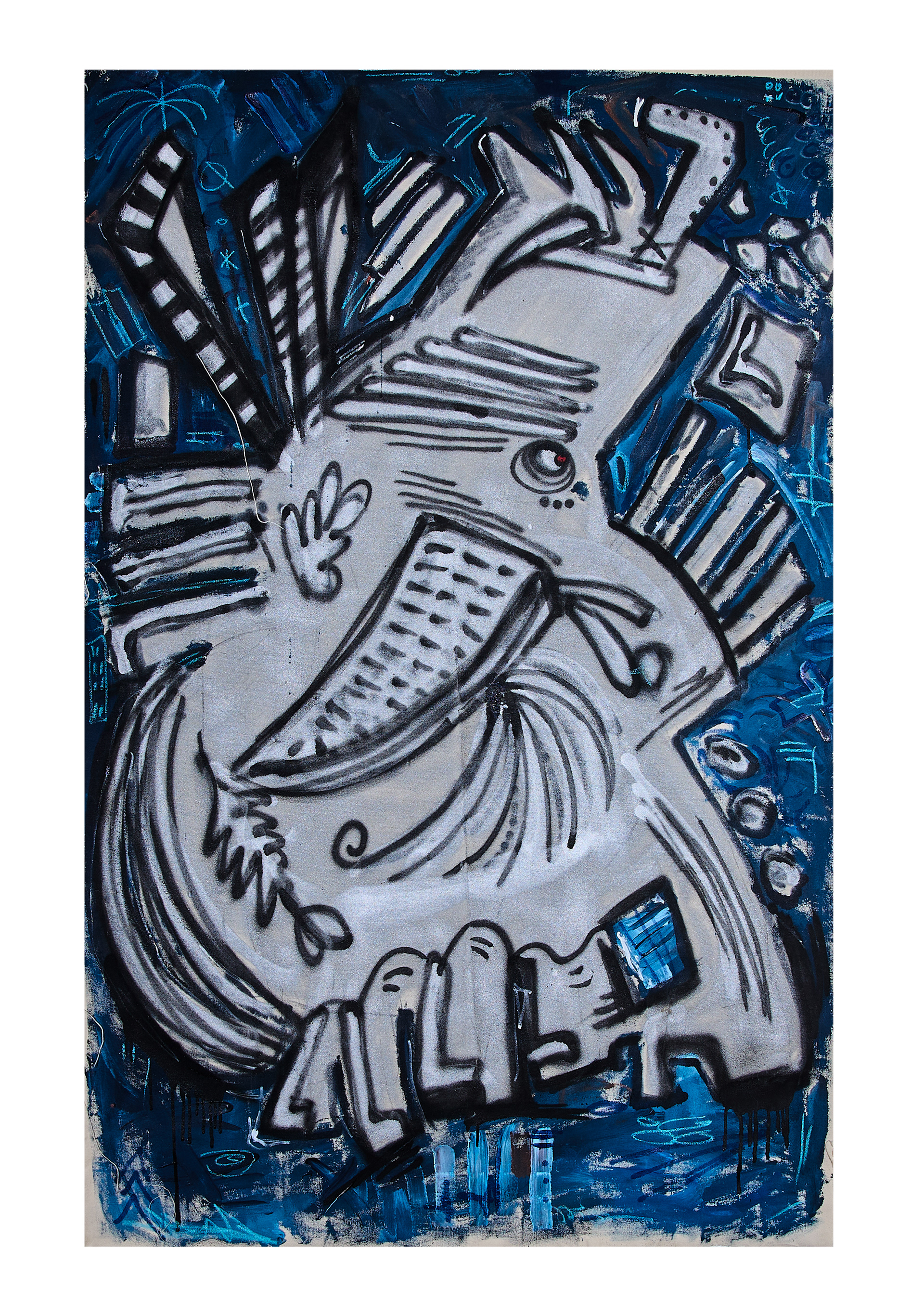 Chromegirl, Acryl und Lack auf Leinwand, 150 x 97 cm, 2017