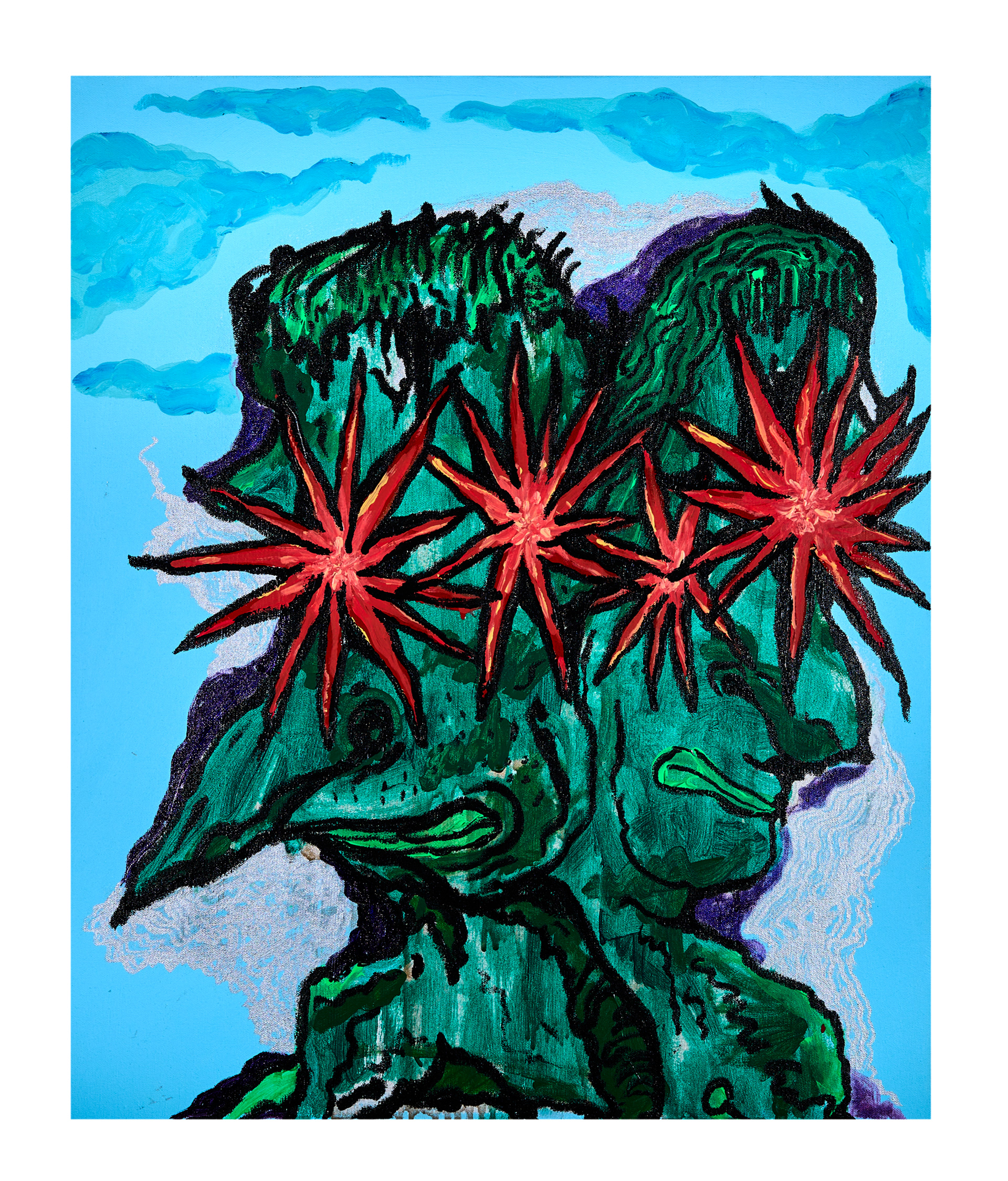 Ohne Titel, Acryl und Öl auf Leinwand, 70 x 58 cm, 2020