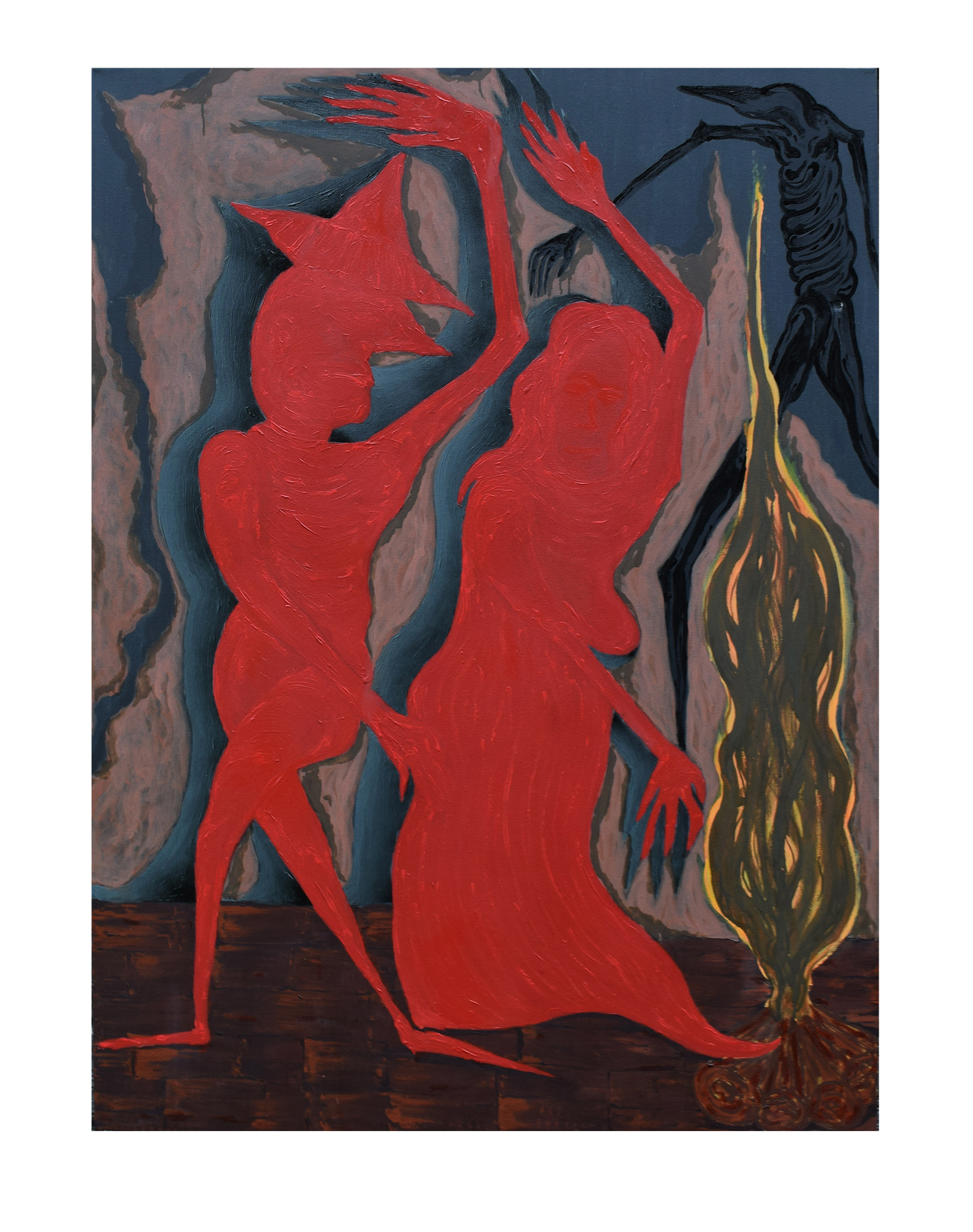 Der schwarze Tänzer, Acryl auf Leinwand,154 x 110 cm, 2021