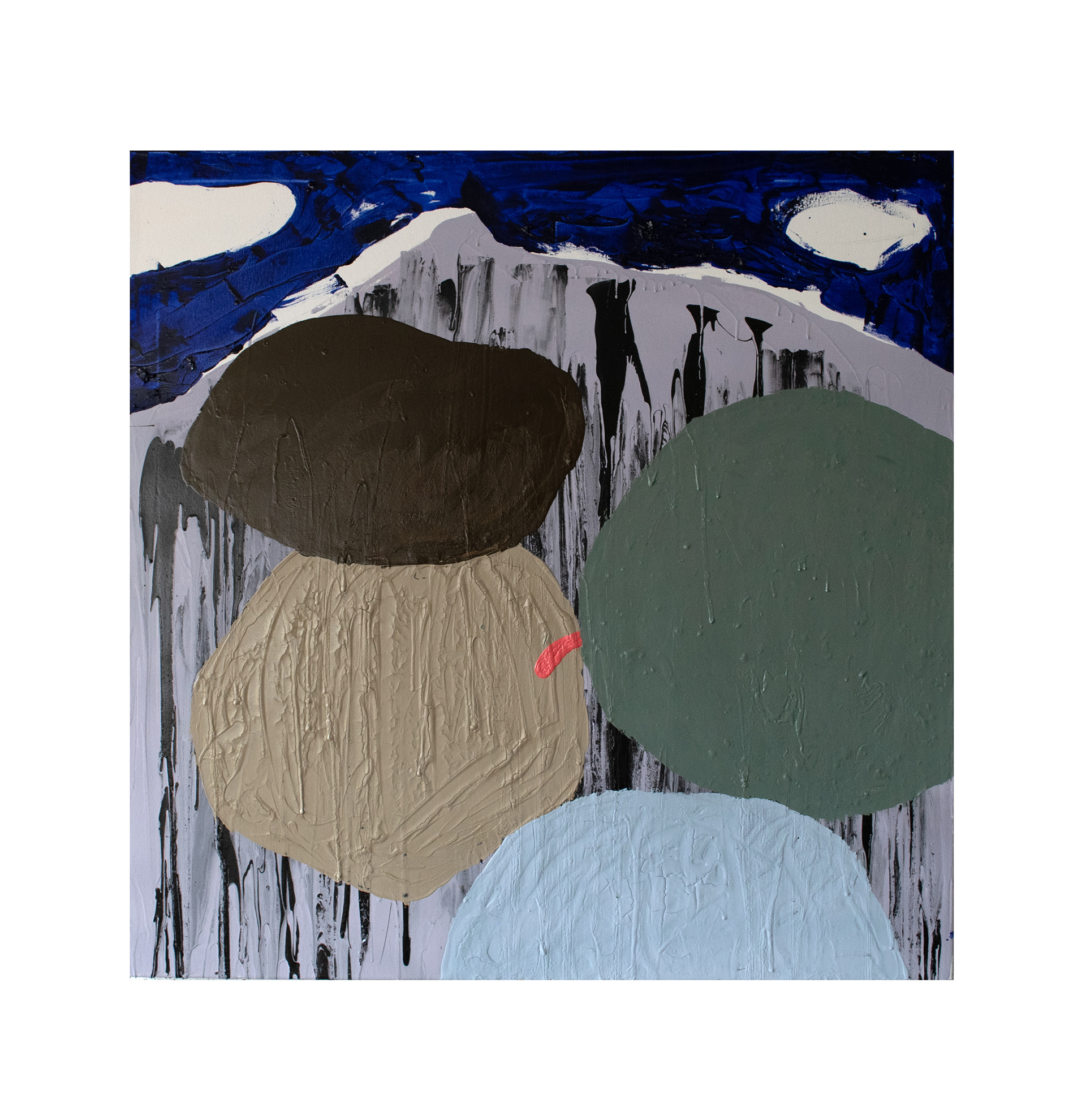 ShroomDog, Acryl und Lack auf Leinwand, 100 x 100 cm, 2025