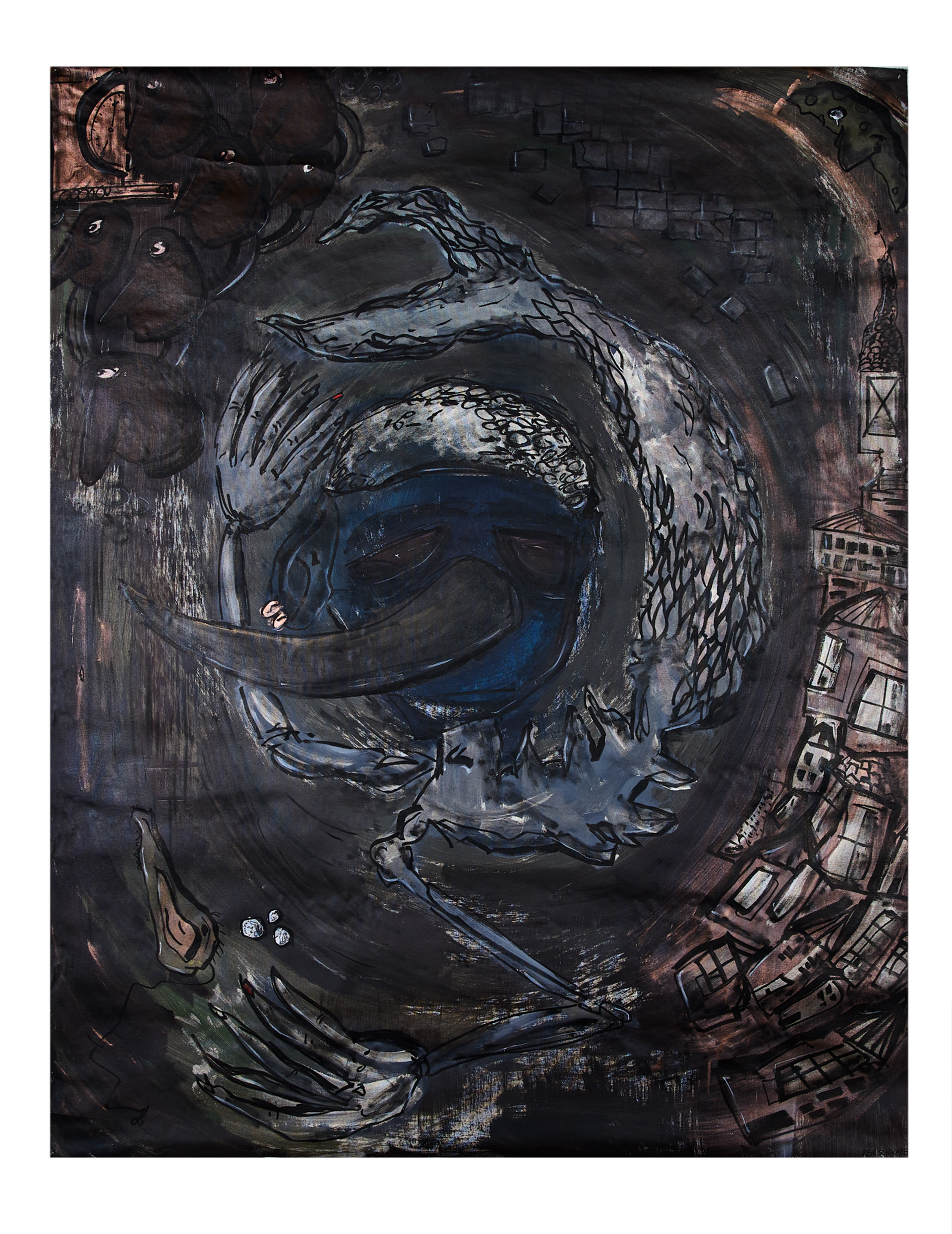 Ohne Titel, Acryl und Lack auf Leinwand, 155 x 126 cm, 2017