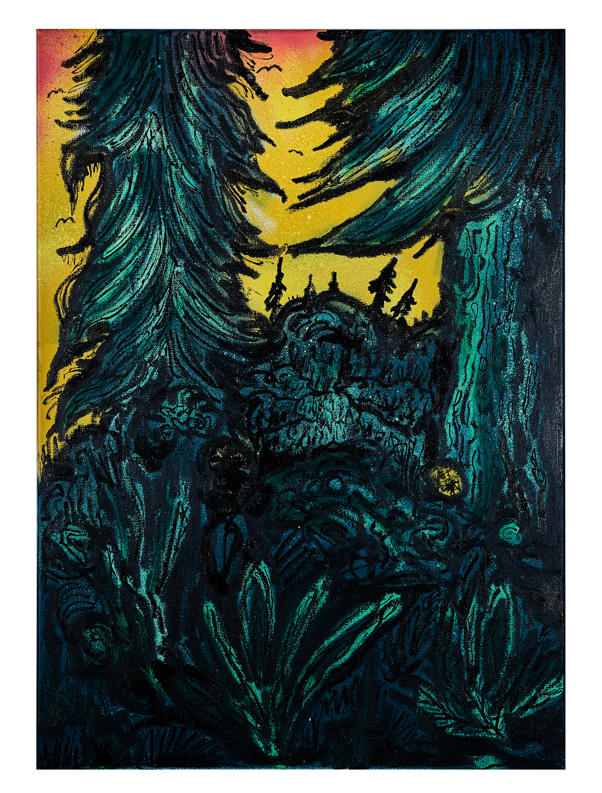 Ohne Titel, Acryl und Öl auf Leinwand, 70 x 50 cm, 2017