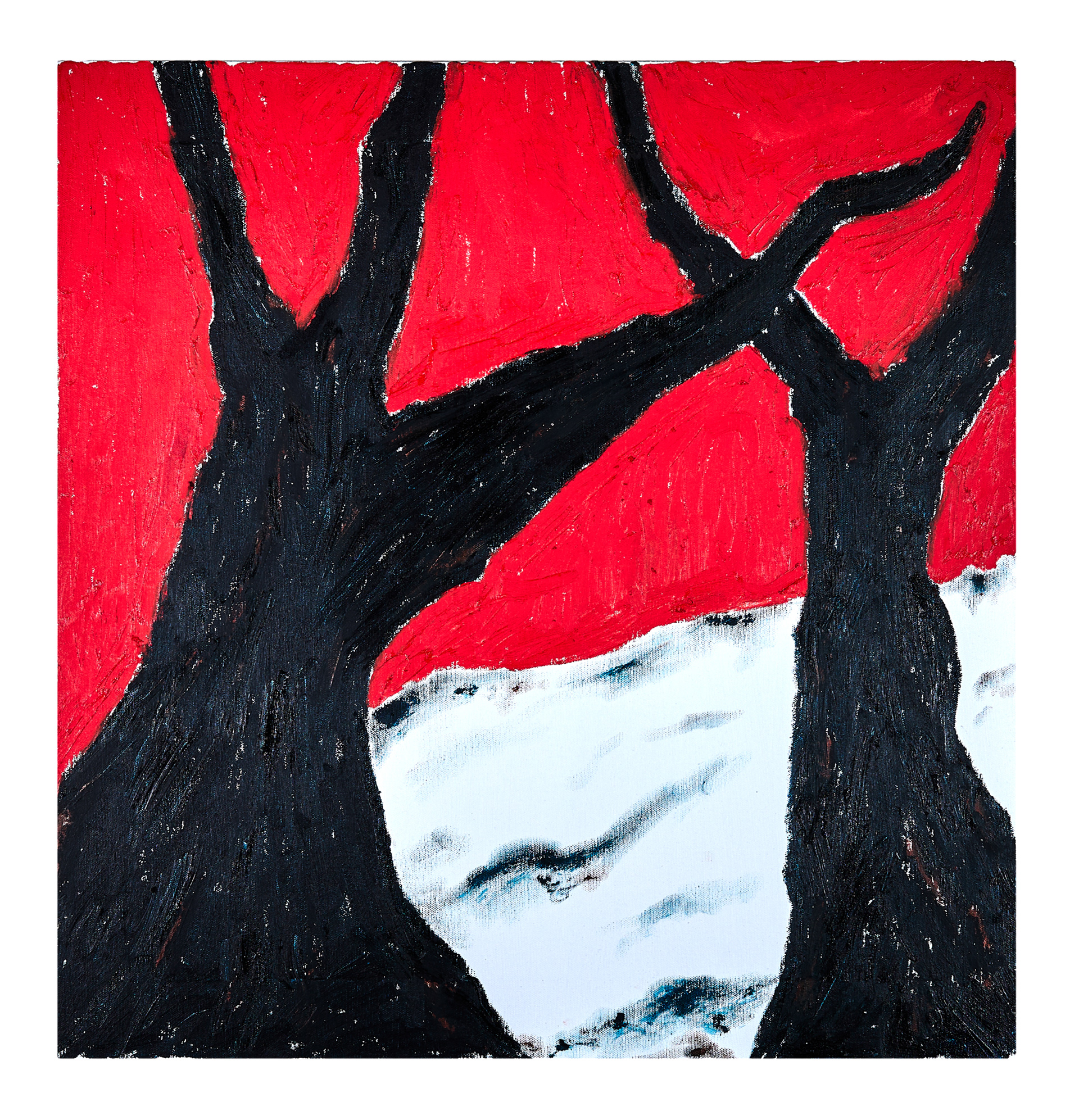 Roter Wald 2, Öl auf Leinwand, 10 x 10 cm, 2020