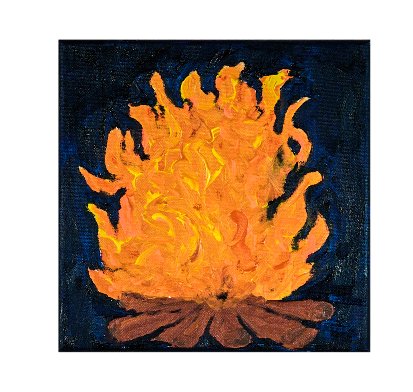 Feu Feu 2, Acryl und Öl auf Leinwand, 20 x 20 cm, 2021