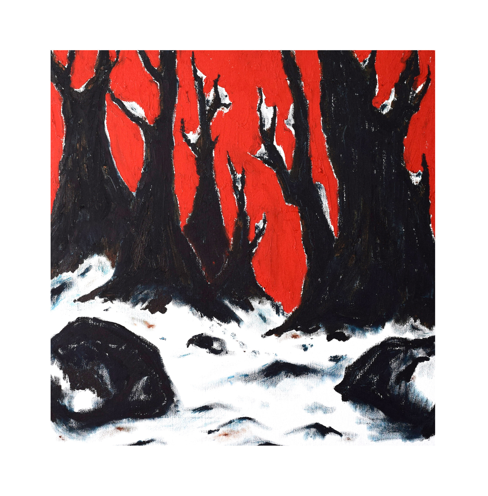 Roter Wald 3, Öl auf Leinwand, 60 x 58 cm, 2021