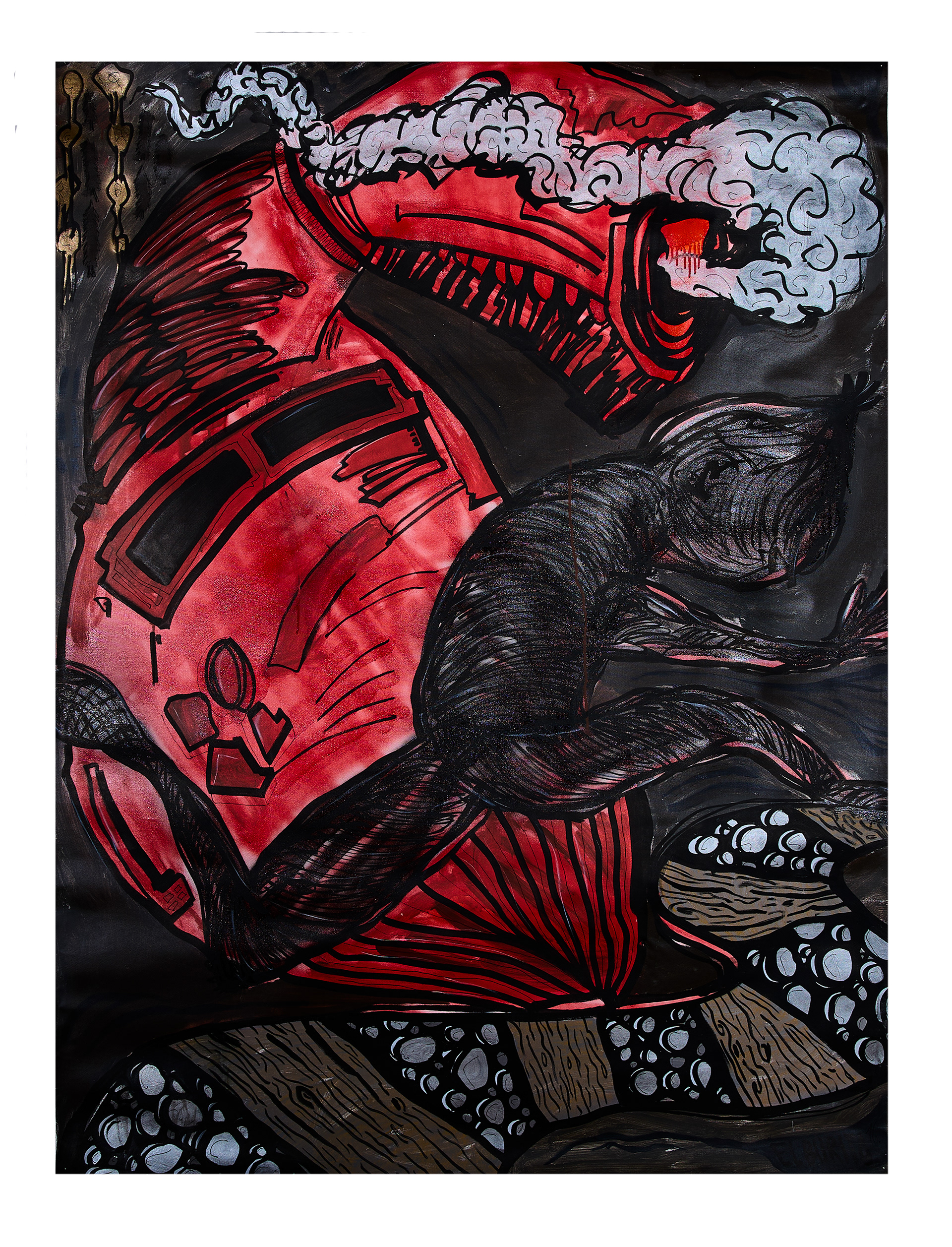 Ohne Titel, Acryl und Lack auf Leinwand, 159 x122 cm, 2017