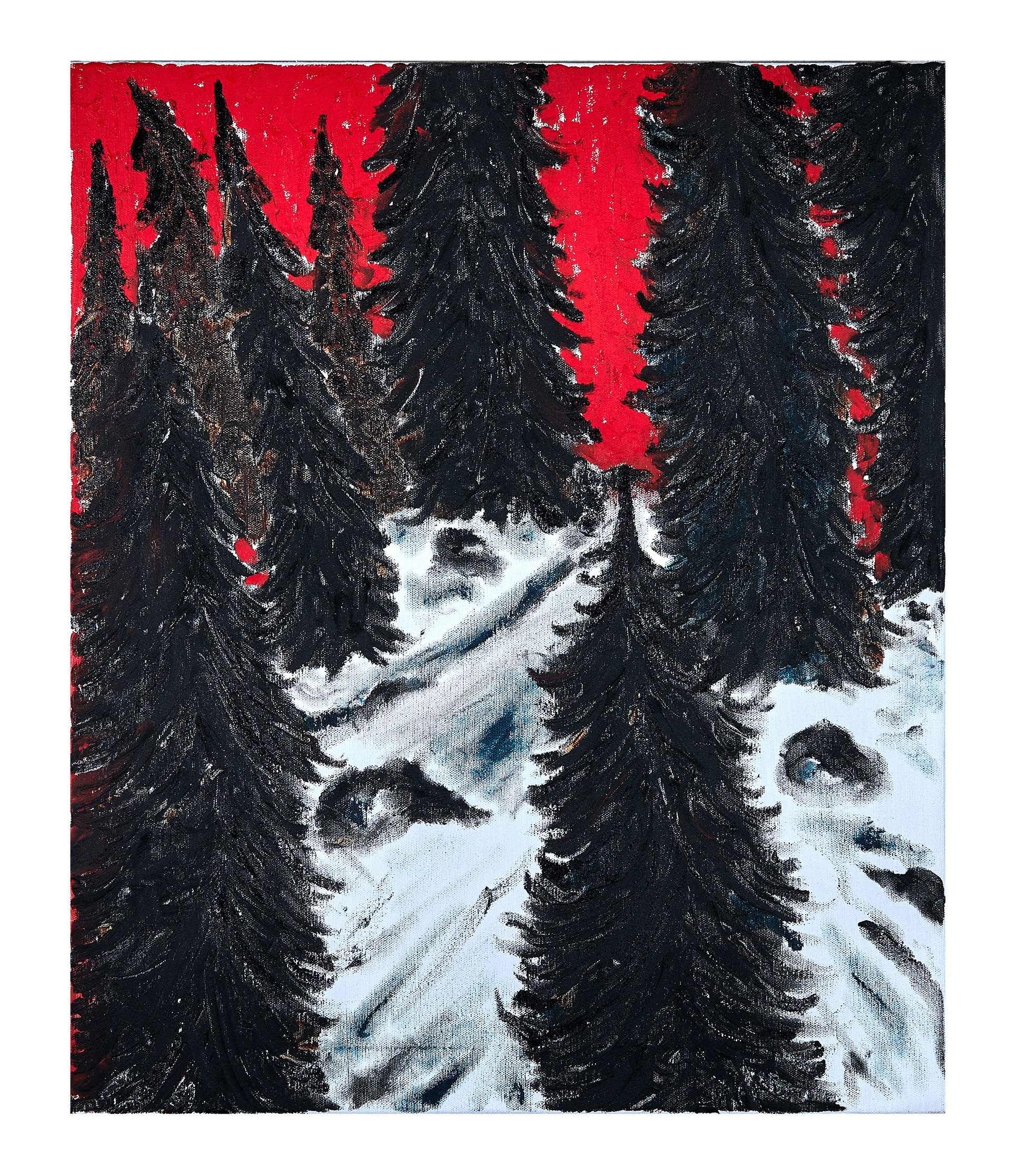 Roter Wald, Öl auf Leinwand, 60 x 50 cm, 2020