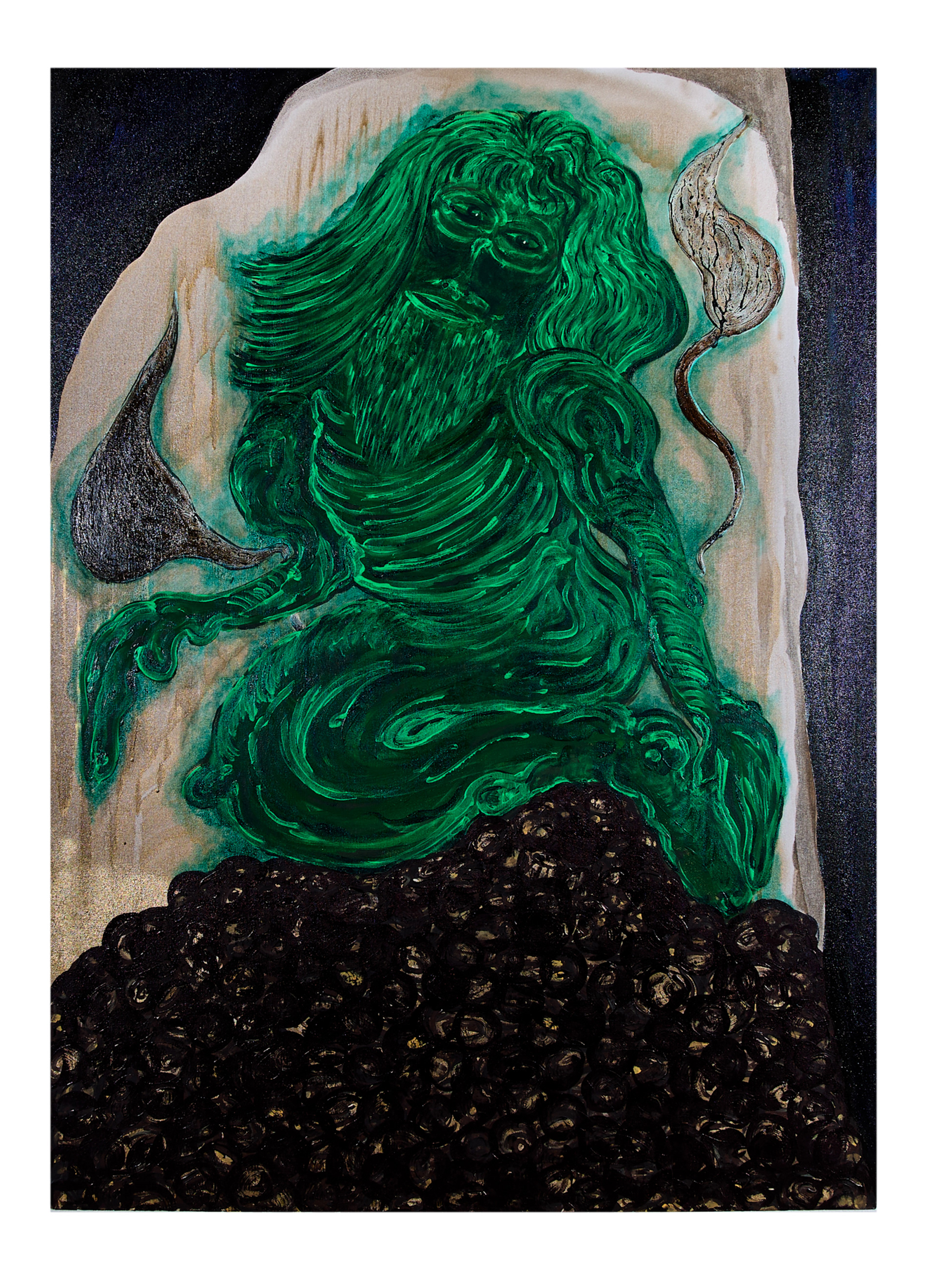 Meerjungmann, Acryl und Lack auf Leinwand, 147 x 105 cm, 2020