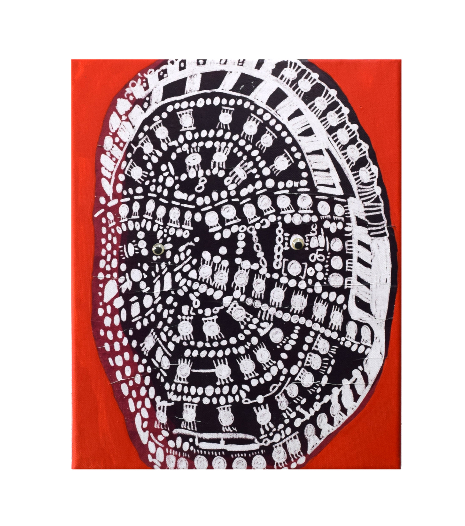 Stolen Mask, Acryl und Collage auf Leinwand, 35 x 28 cm, 2023